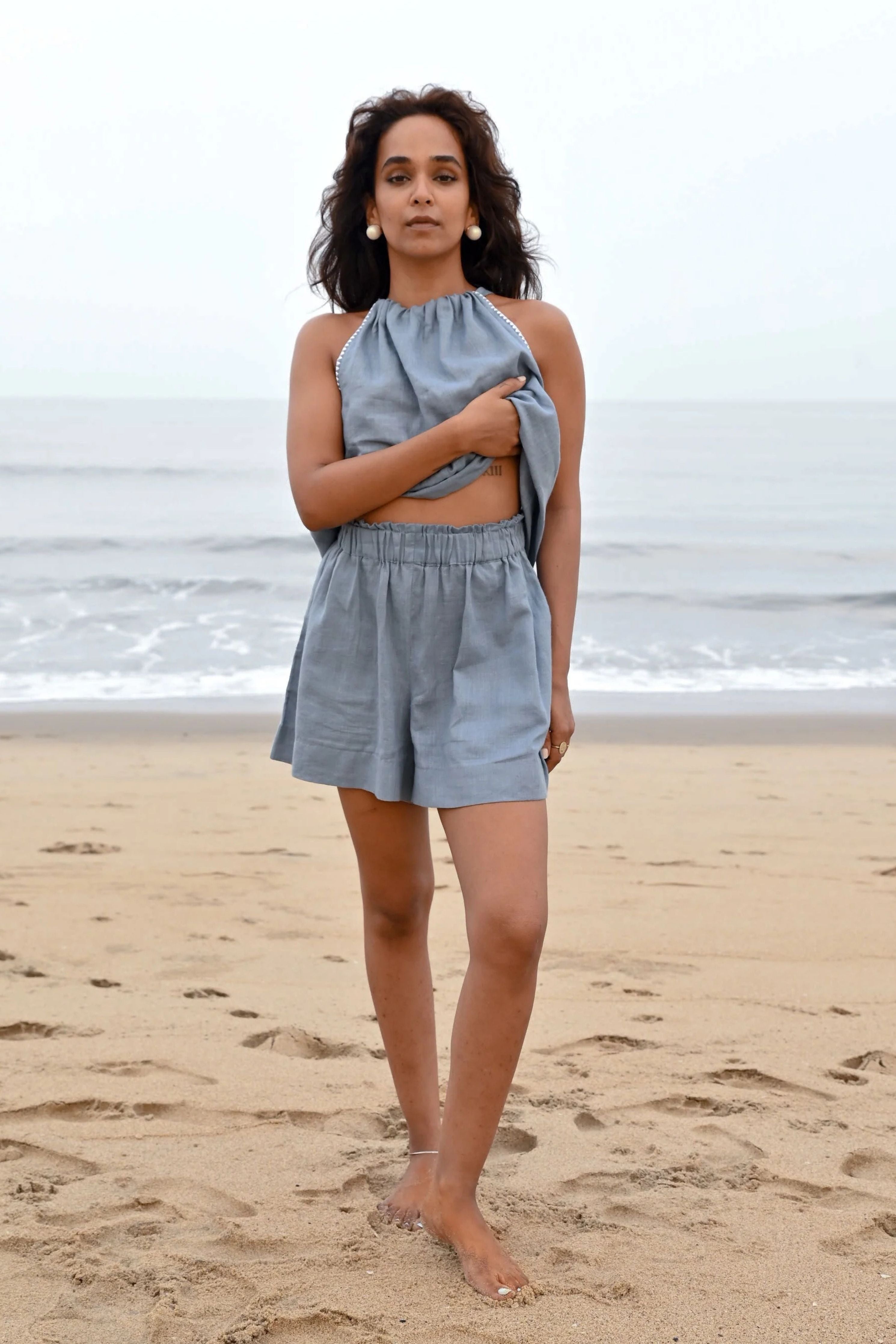 Blue Odessa Elasticated Shorts