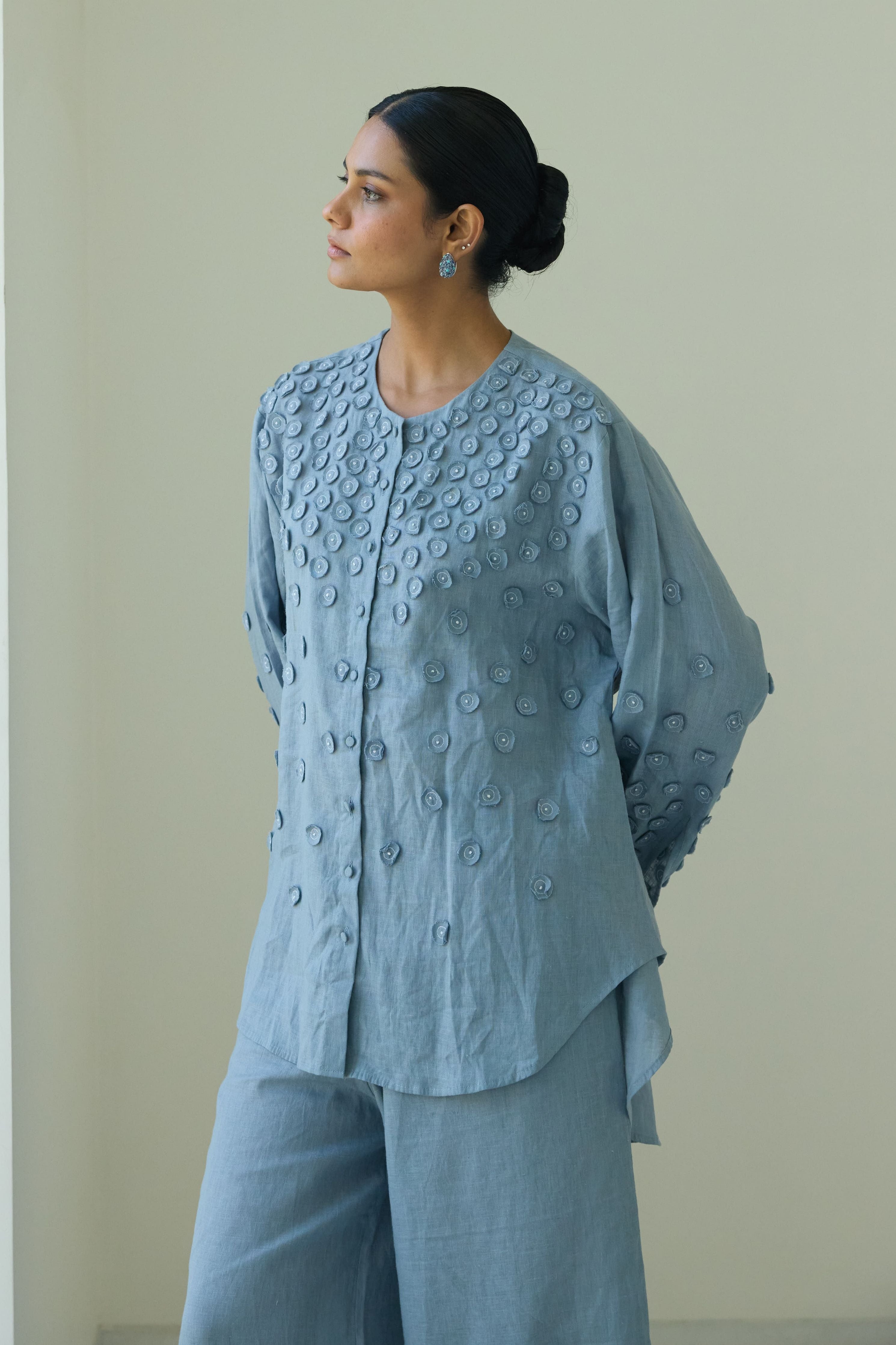 Blue Bianca French Knot Shirt