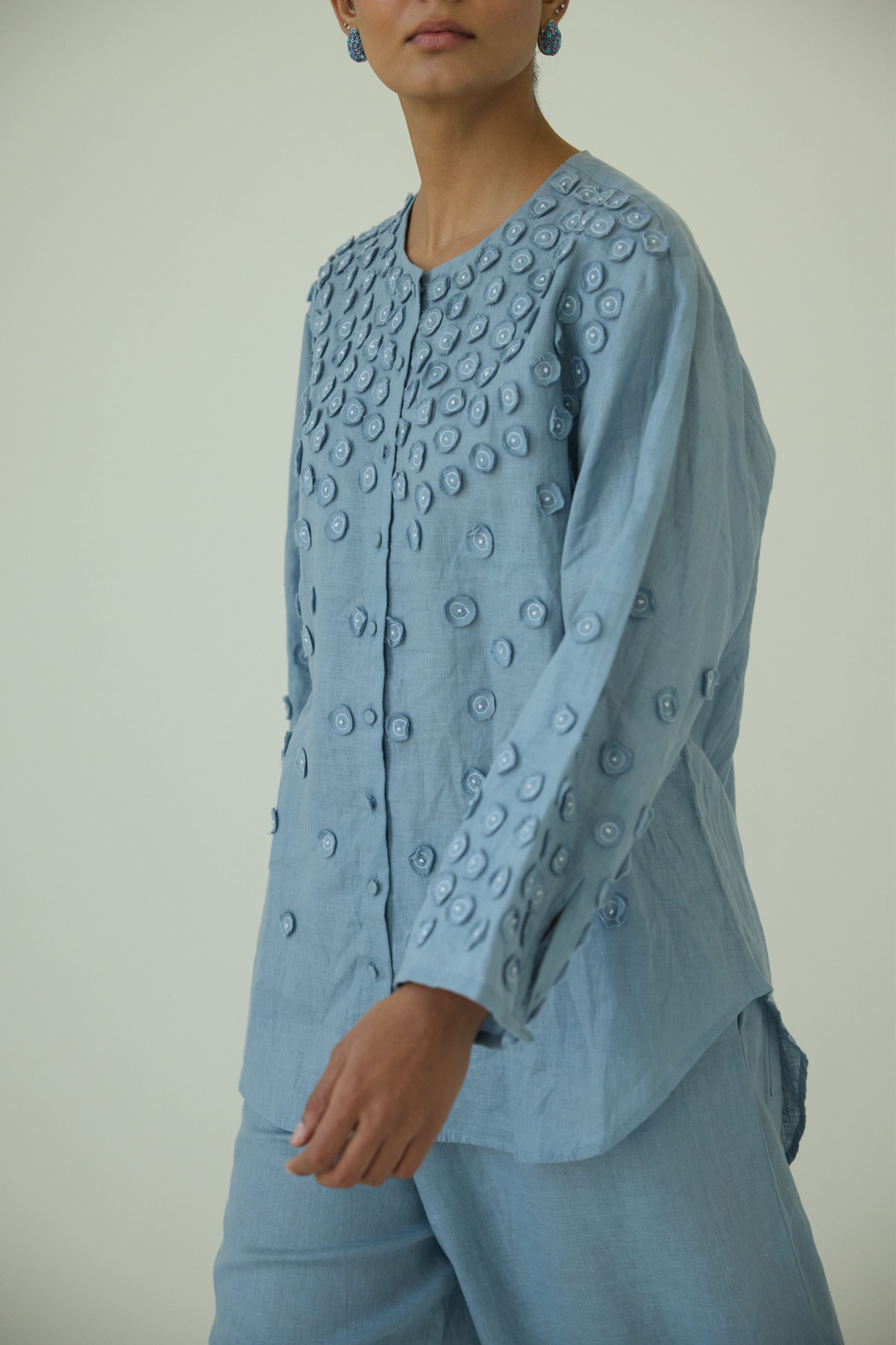 Blue Bianca French Knot Shirt
