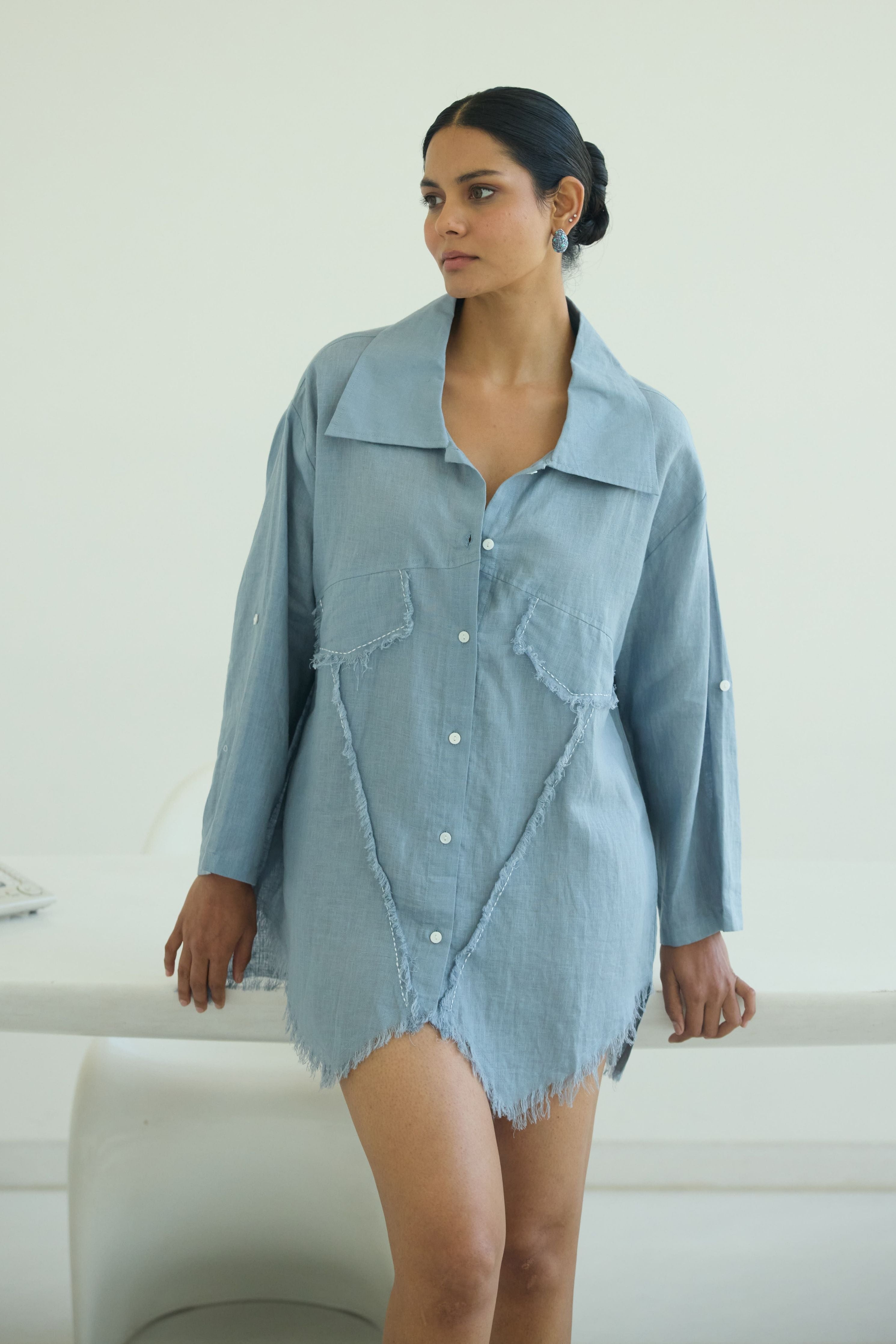 Blue Muffu Fringes Shirt