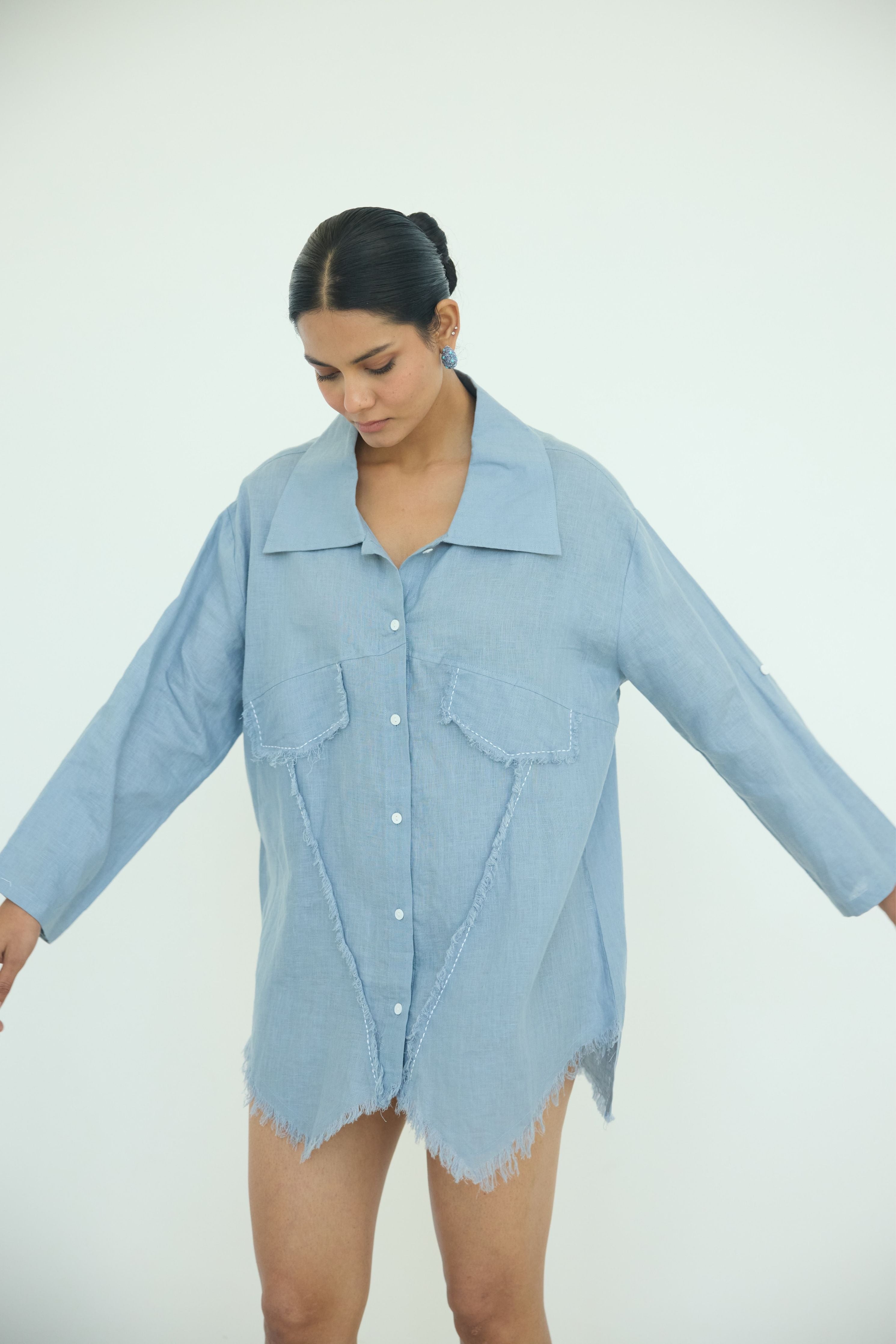 Blue Muffu Fringes Shirt