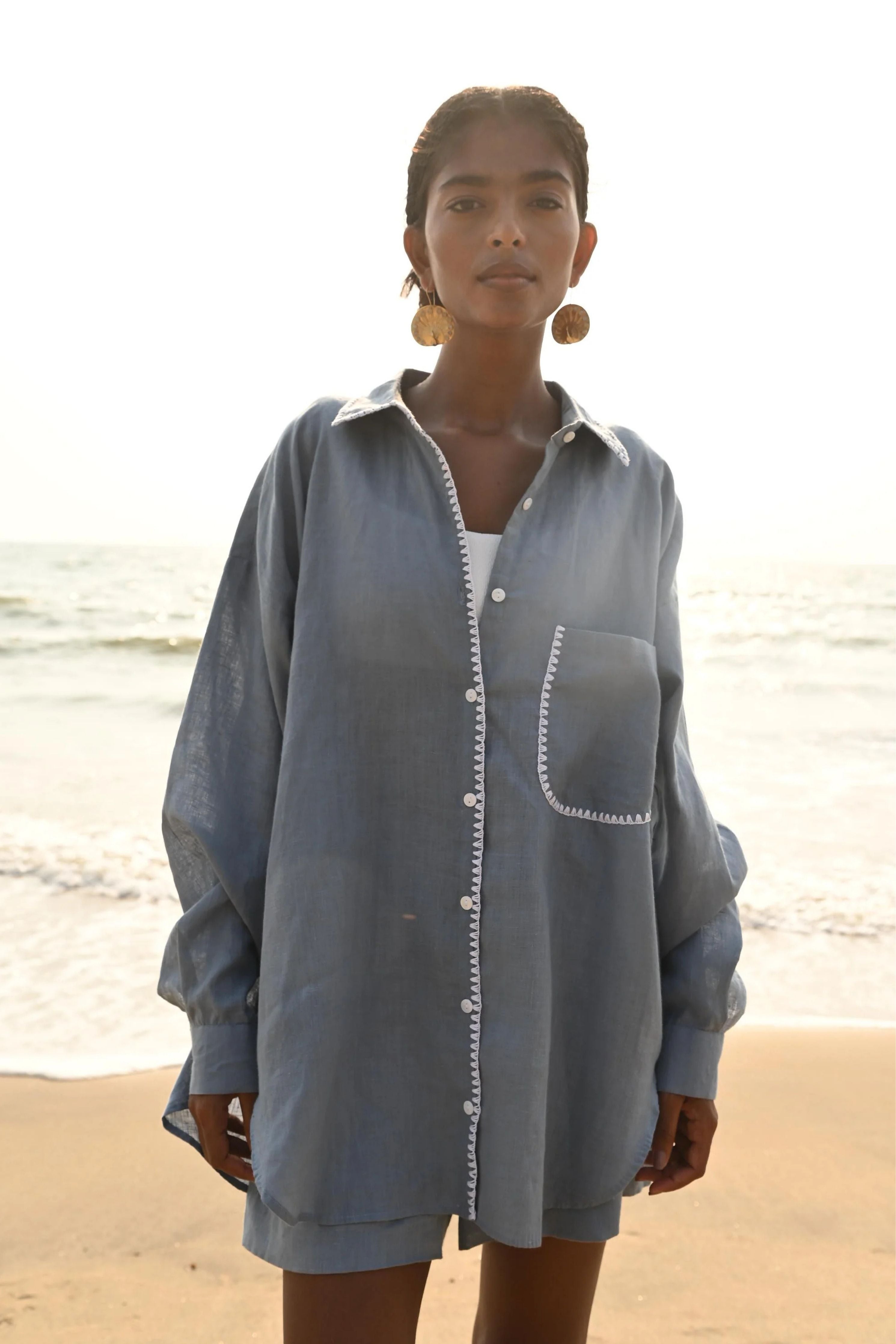 Blue Irena Embroidered Shirt