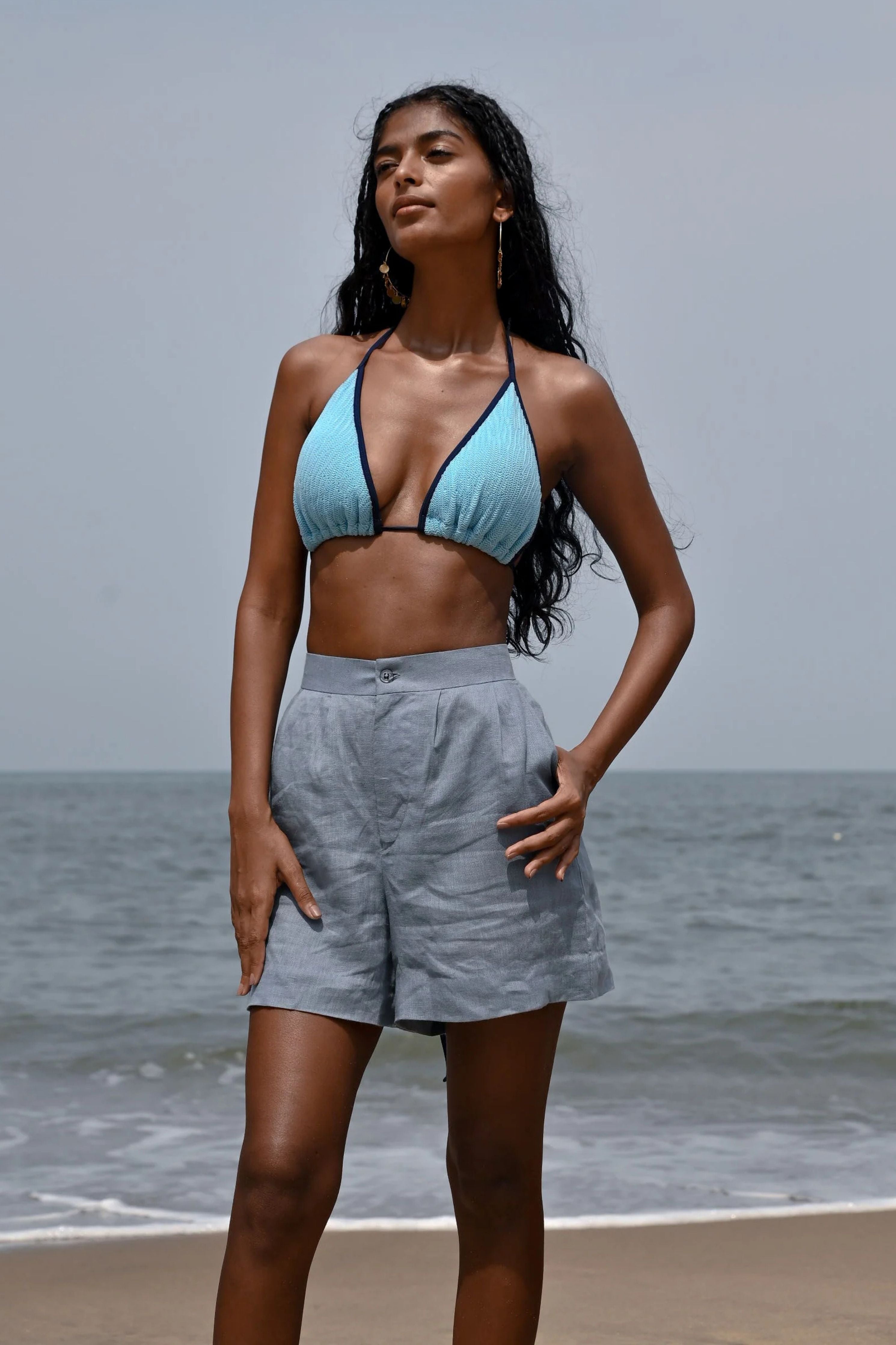 Blue Willow Darted Shorts