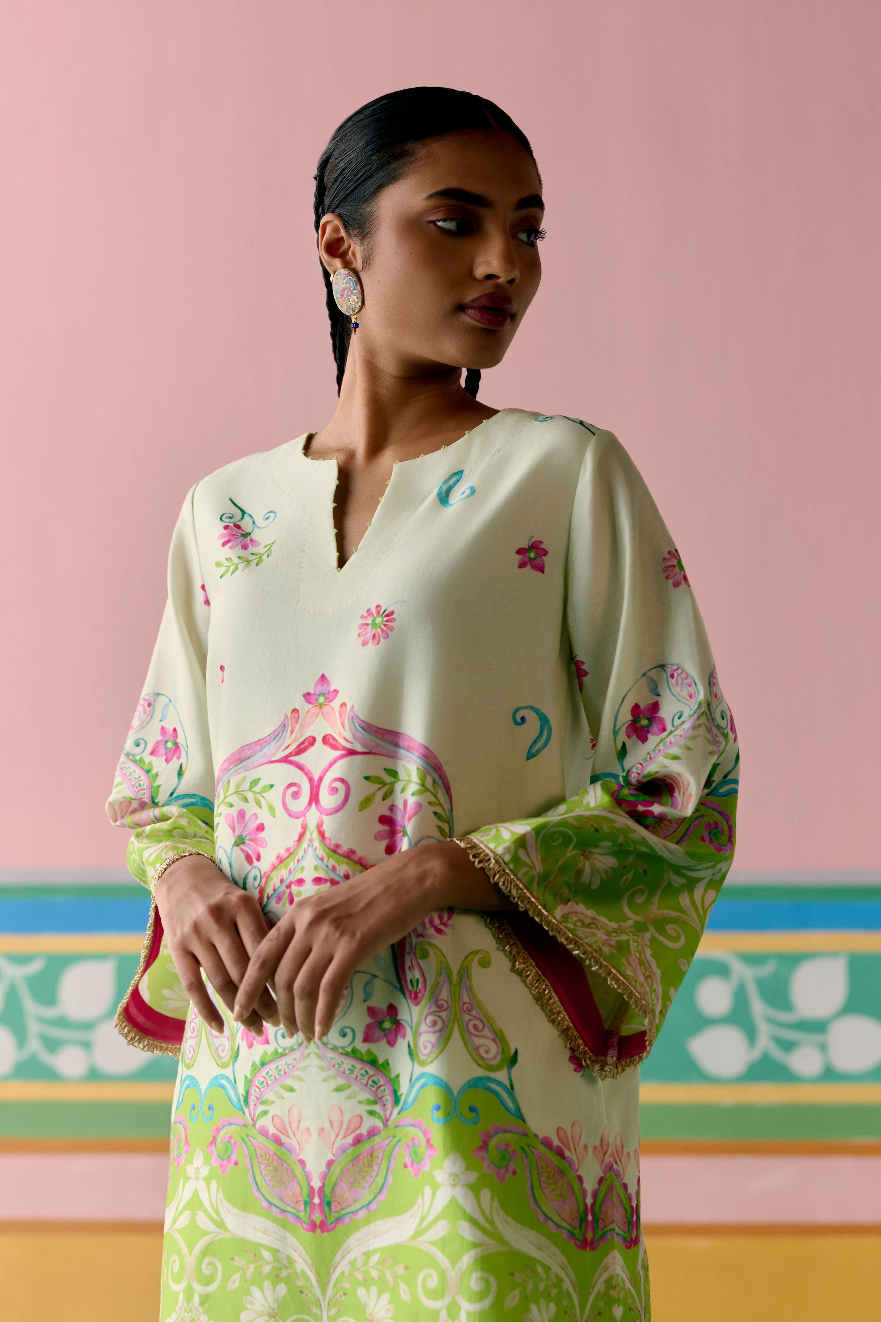 Lime Green Paisley Kurta Set