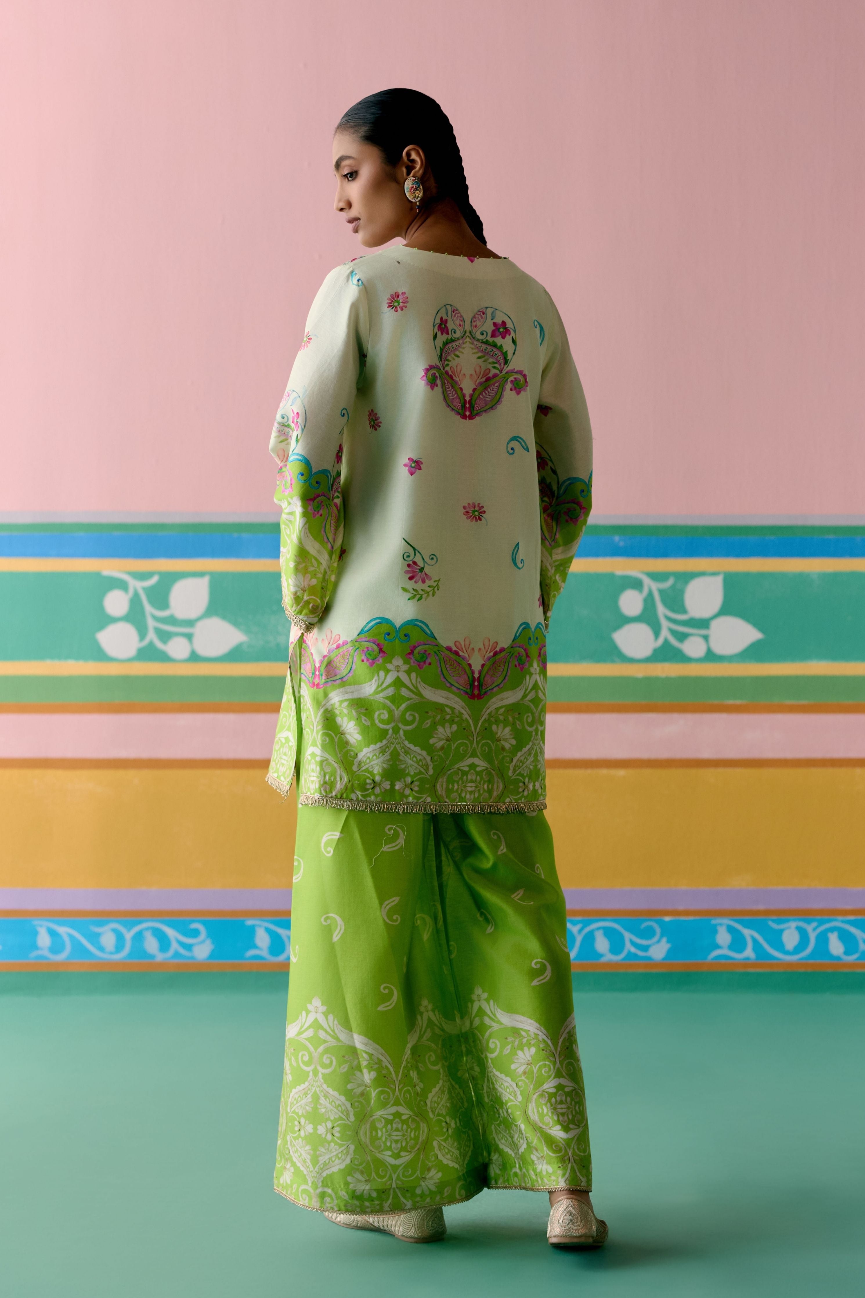 Lime Green Paisley Kurta Set