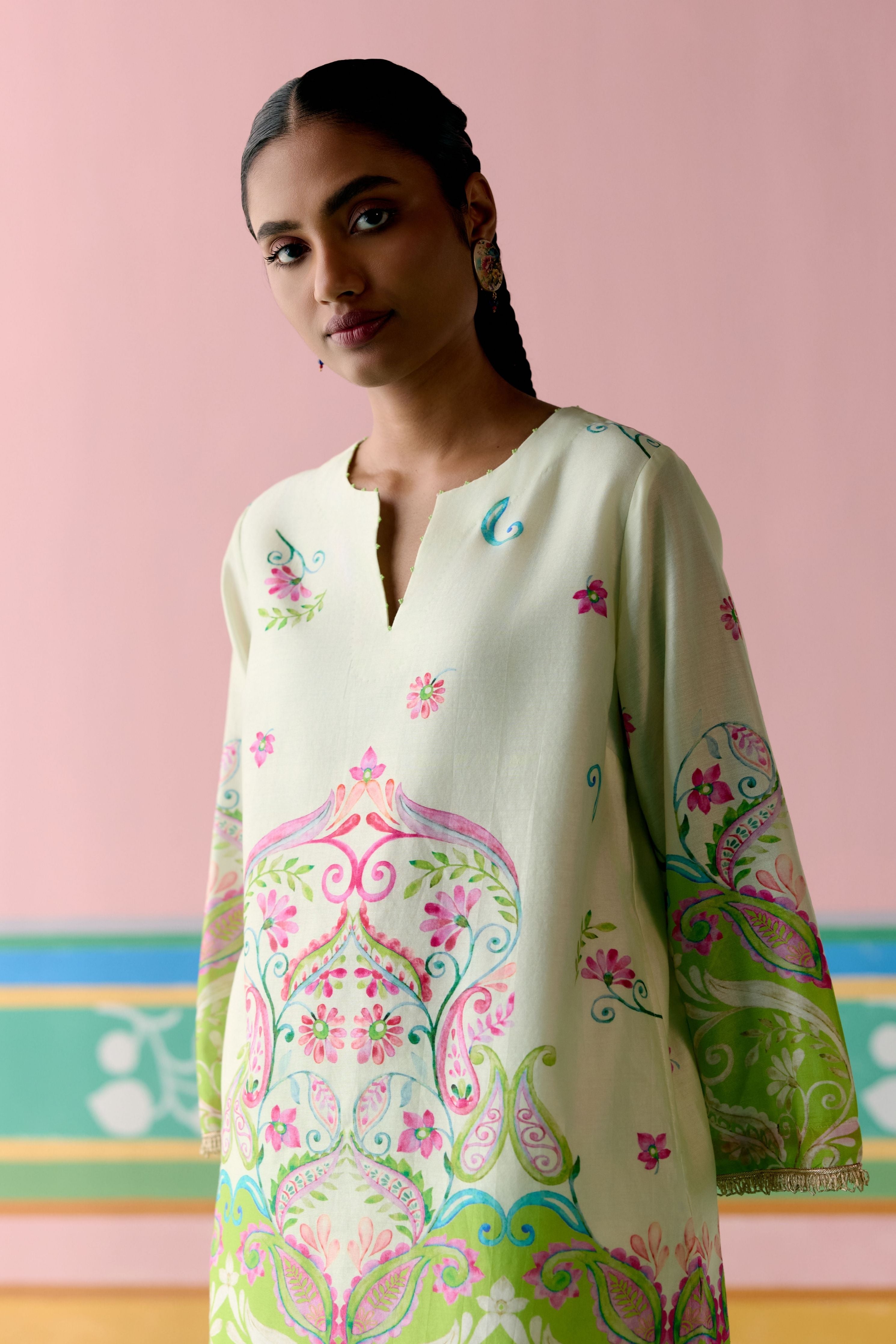 Lime Green Paisley Kurta Set