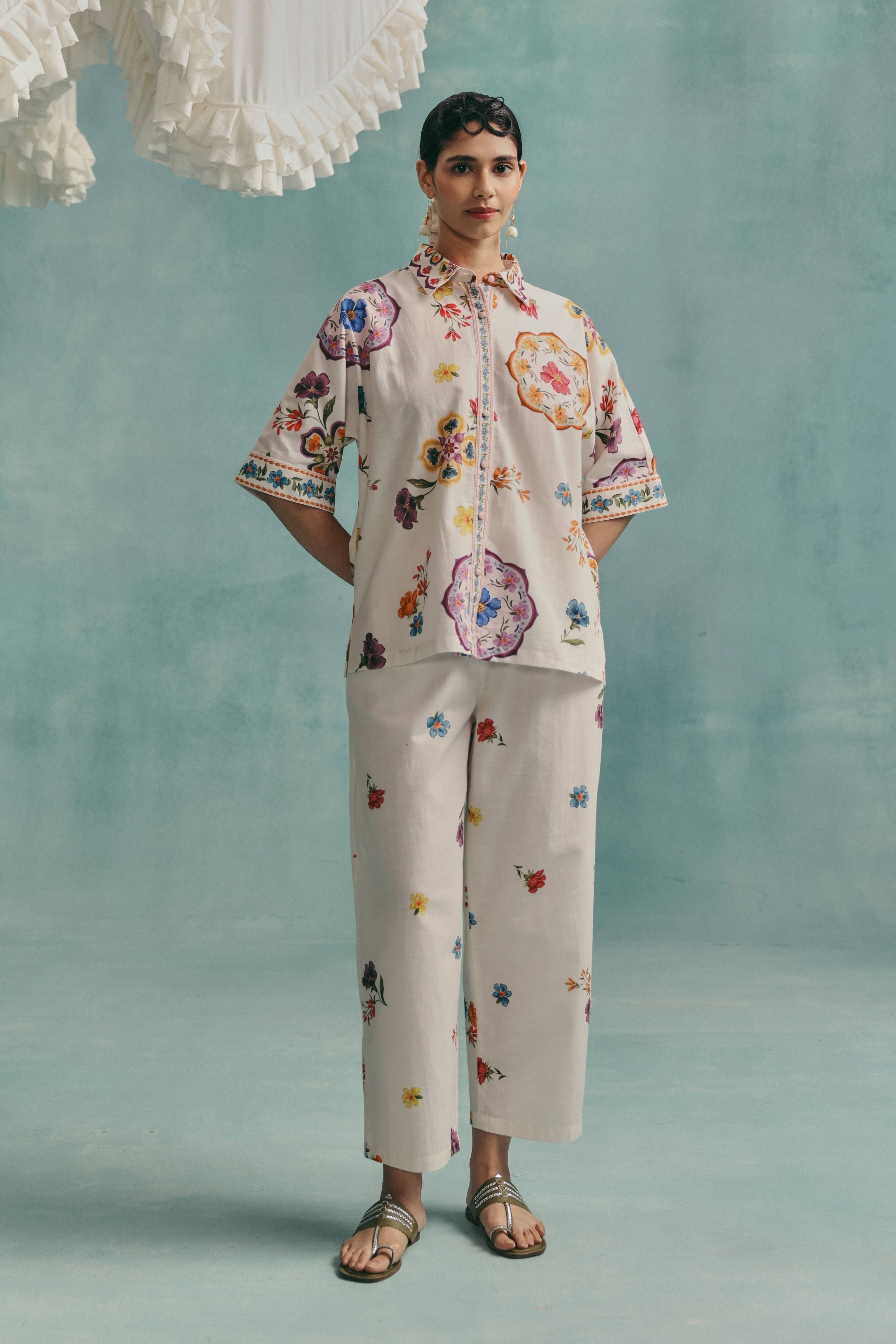 Daisy Collared Co-Ord Set  Ecru