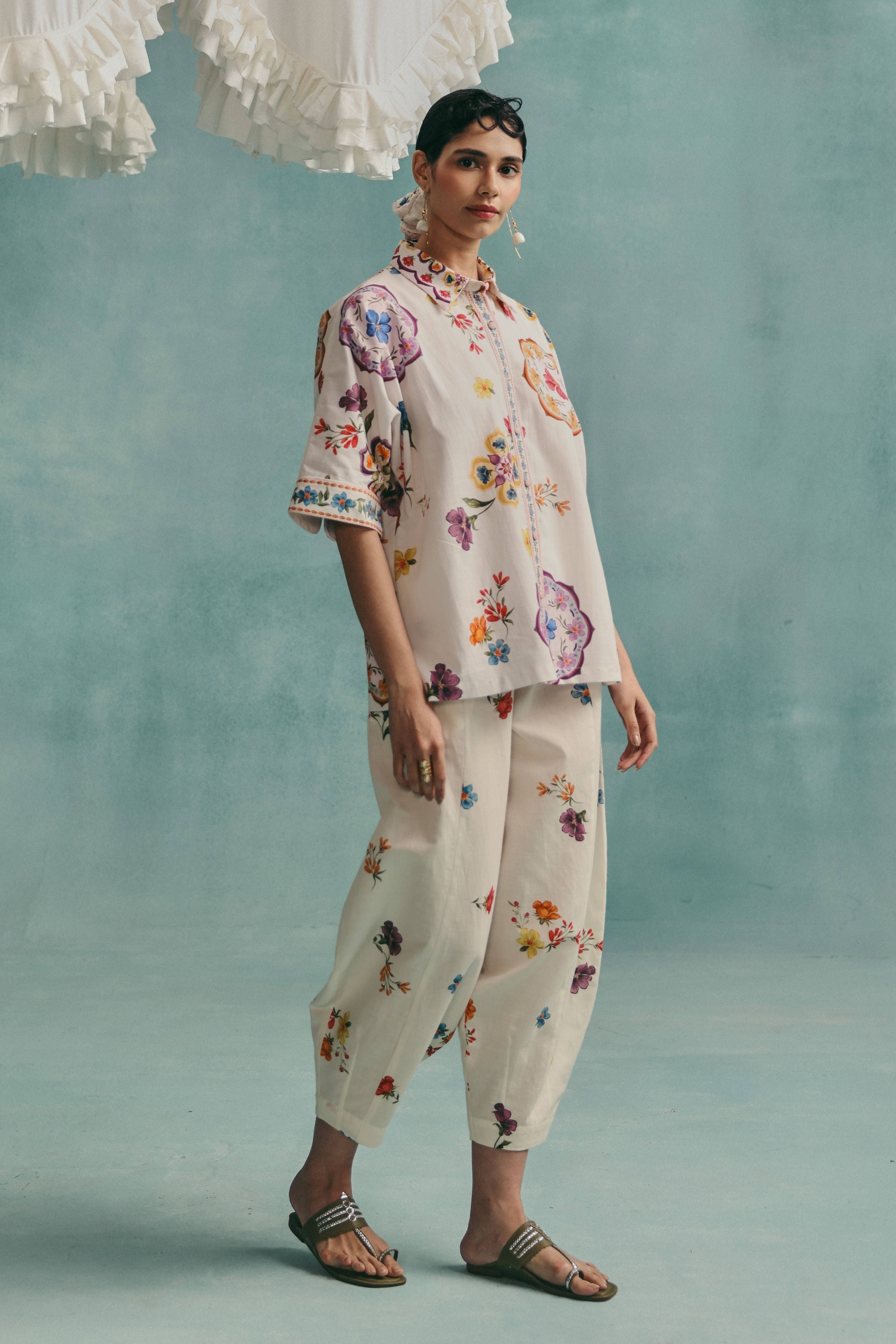 Daisy Collared Co-Ord Set  Ecru