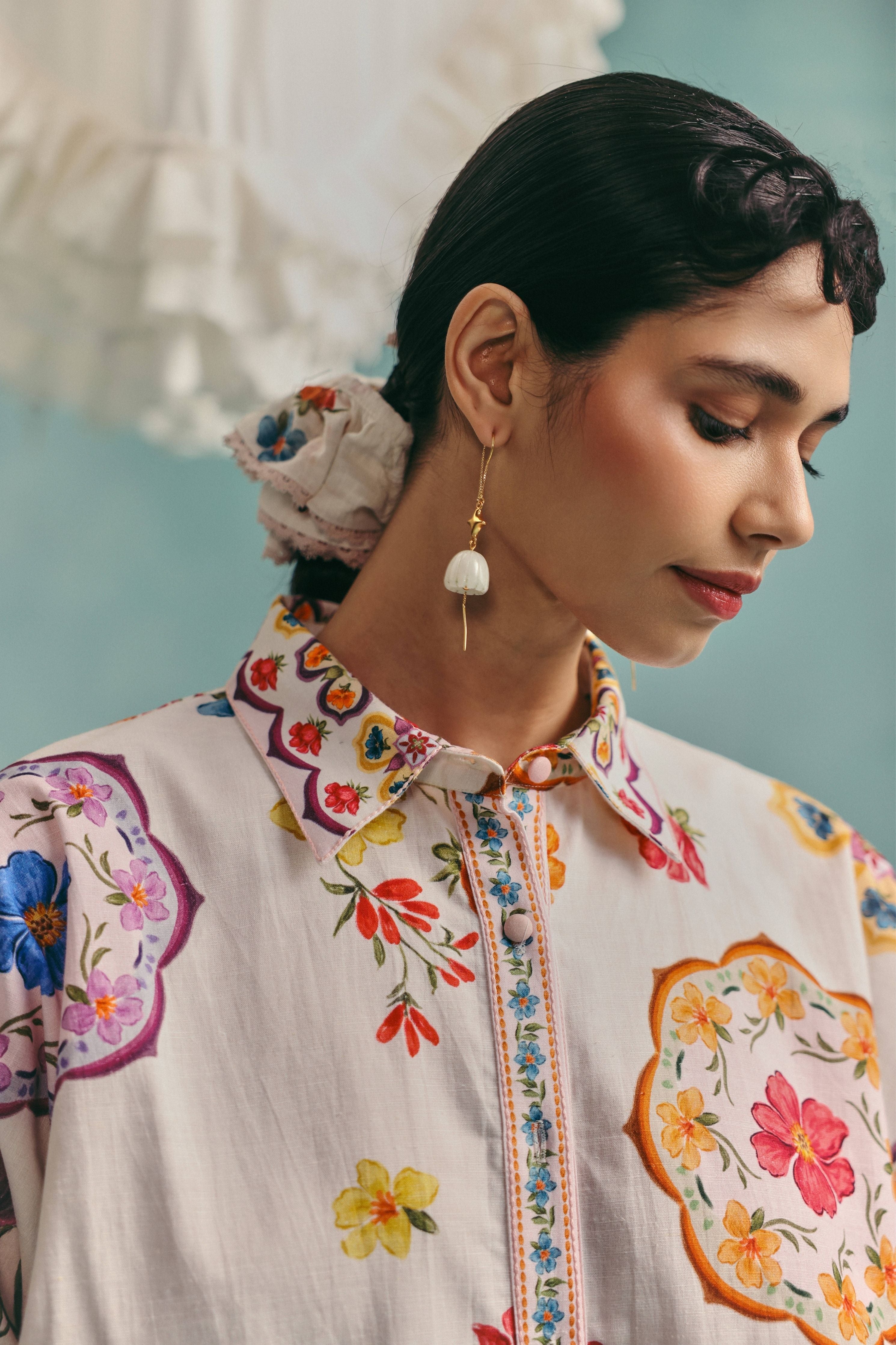 Daisy Collared Co-Ord Set  Ecru