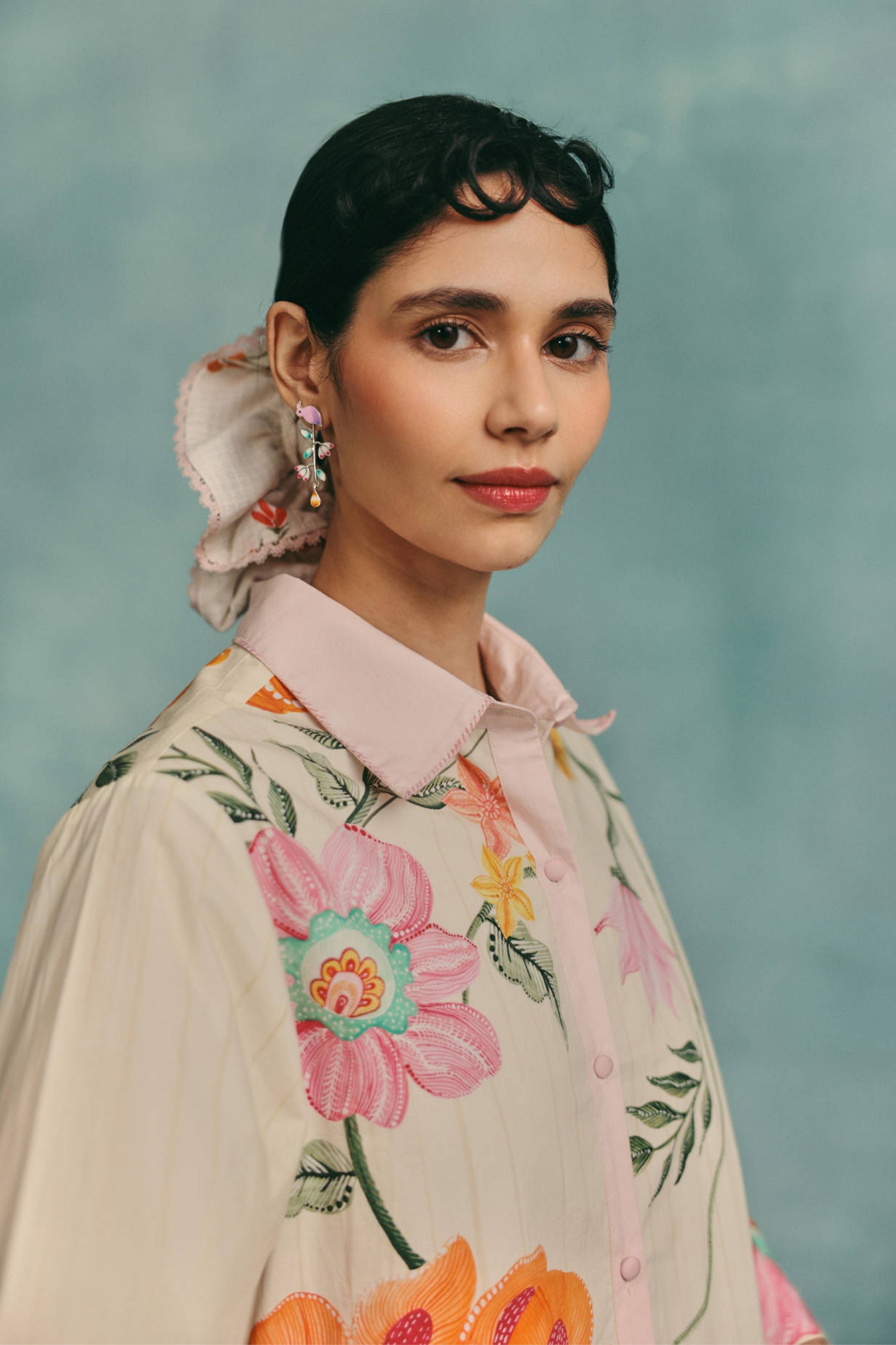 Dahlia Collared Kurta Set  Ecru
