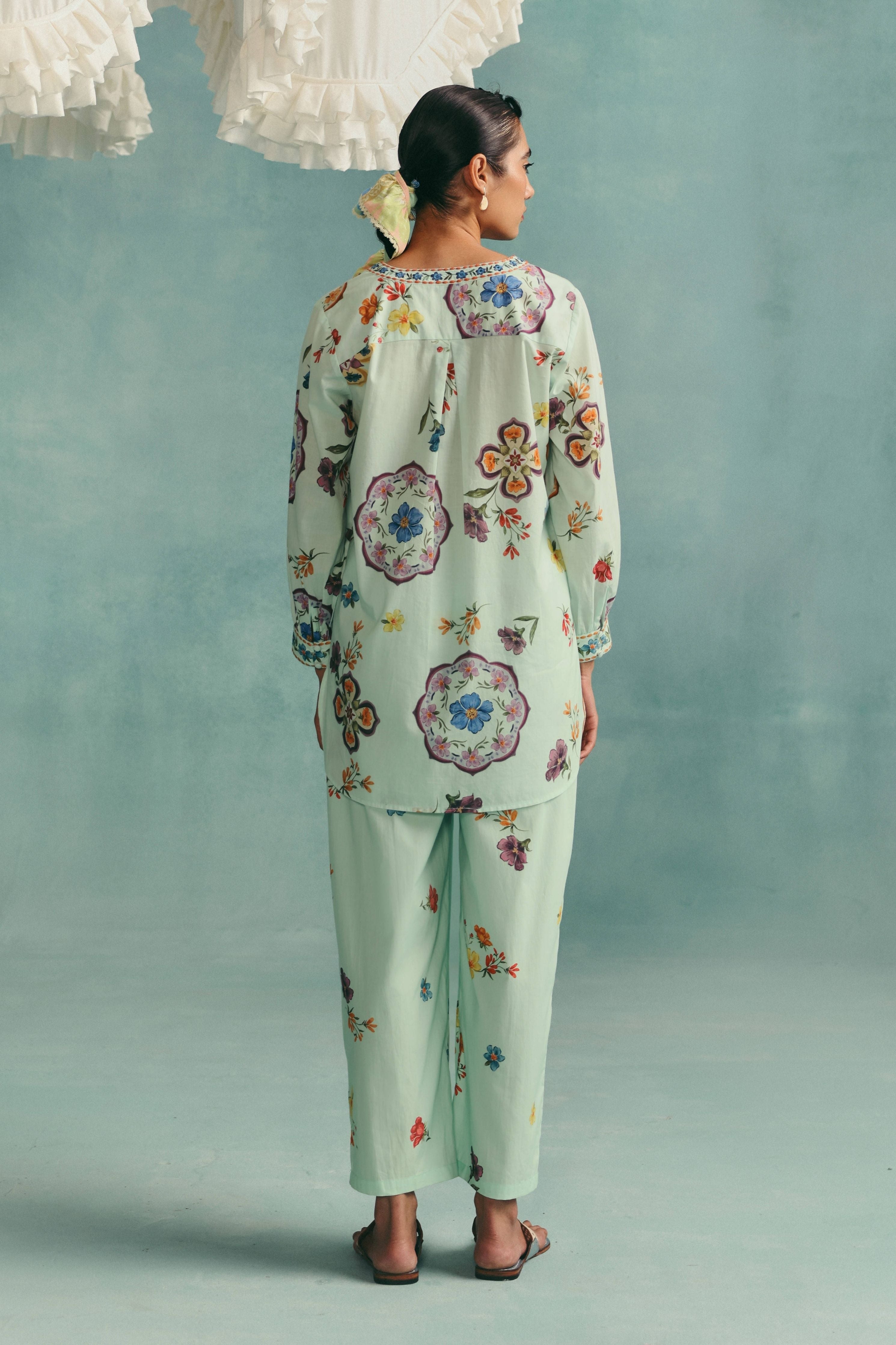 Daisy Round Neck Co-Ord Set  Blue