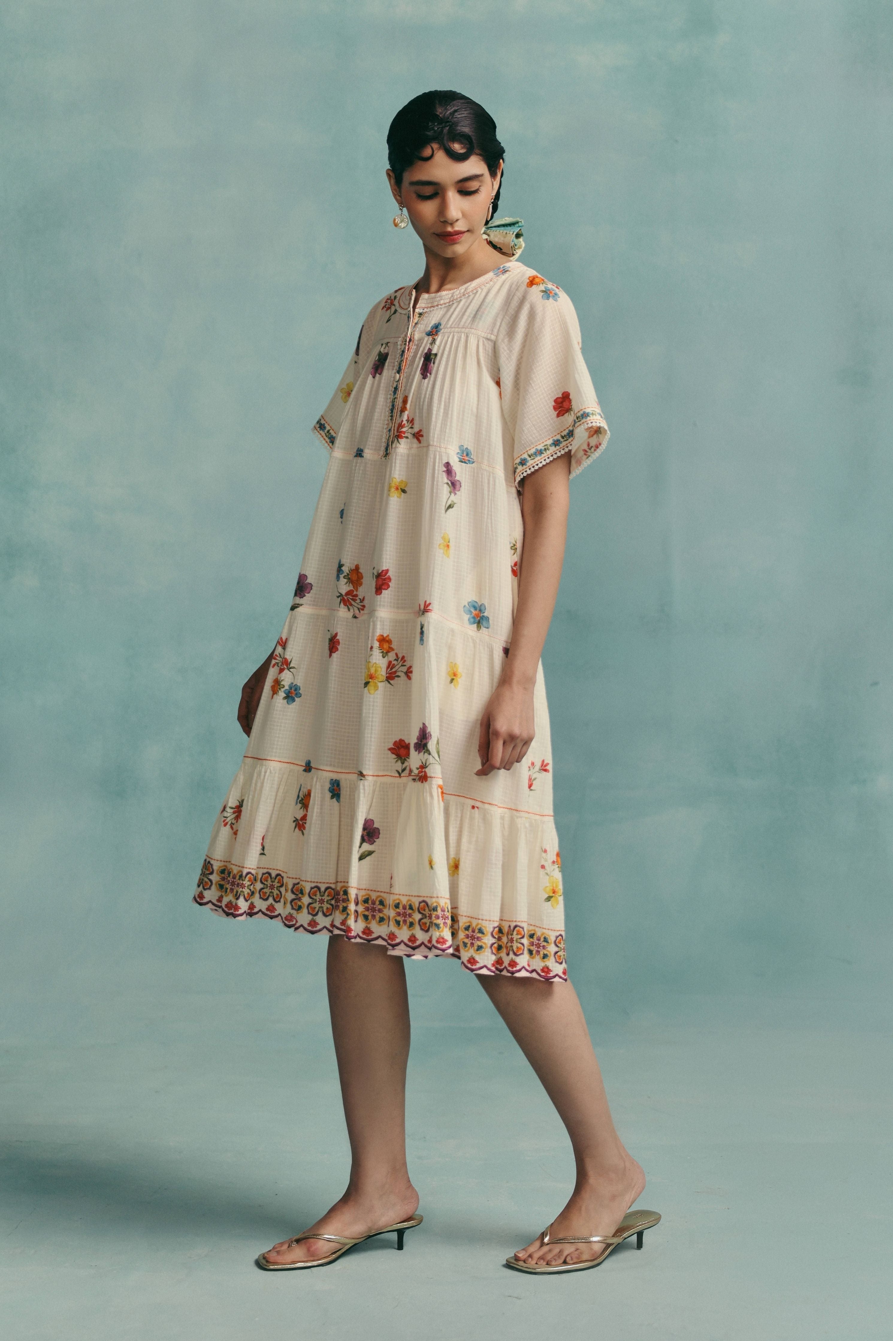 Daisy Tiered Dress  Ecru