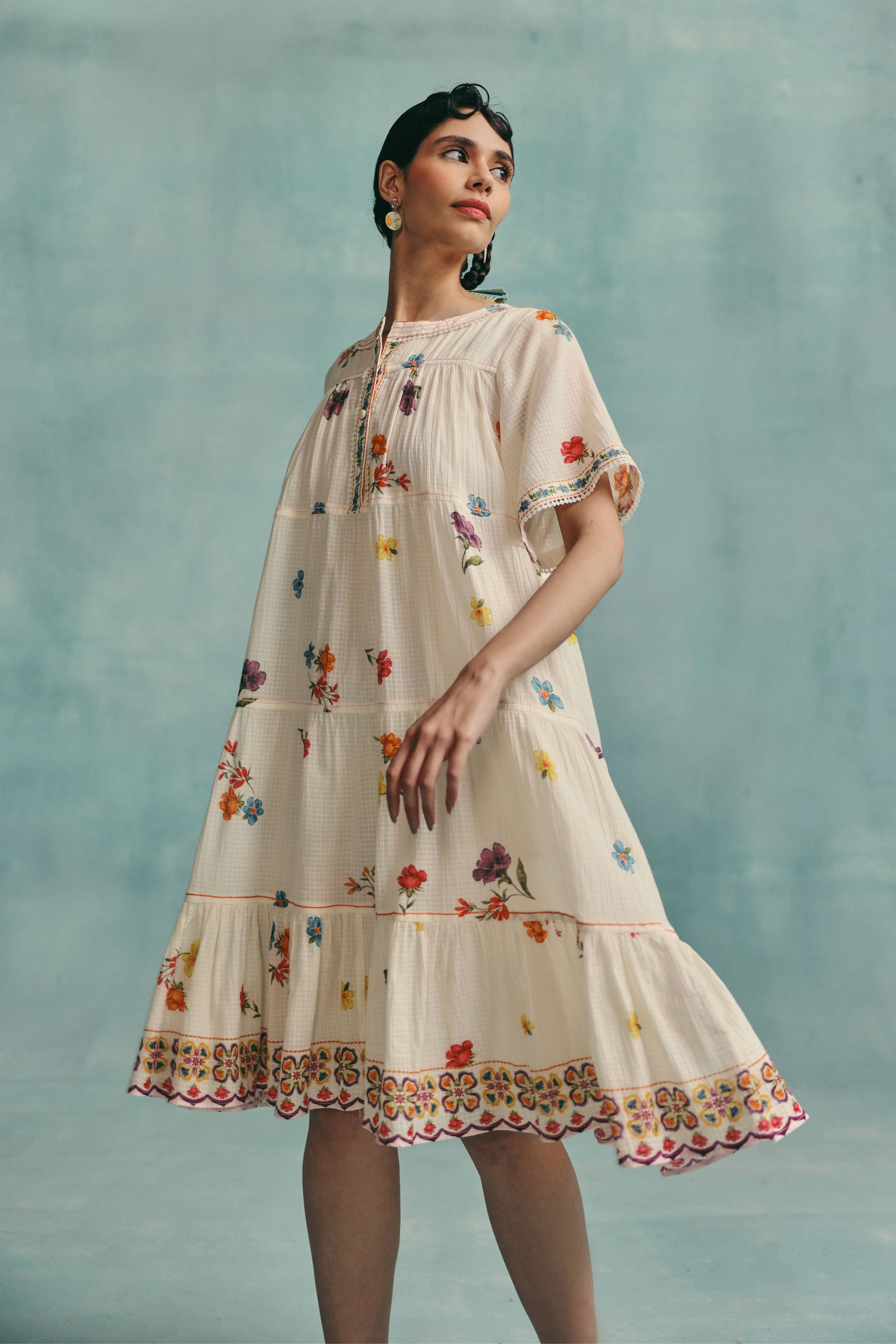 Daisy Tiered Dress  Ecru