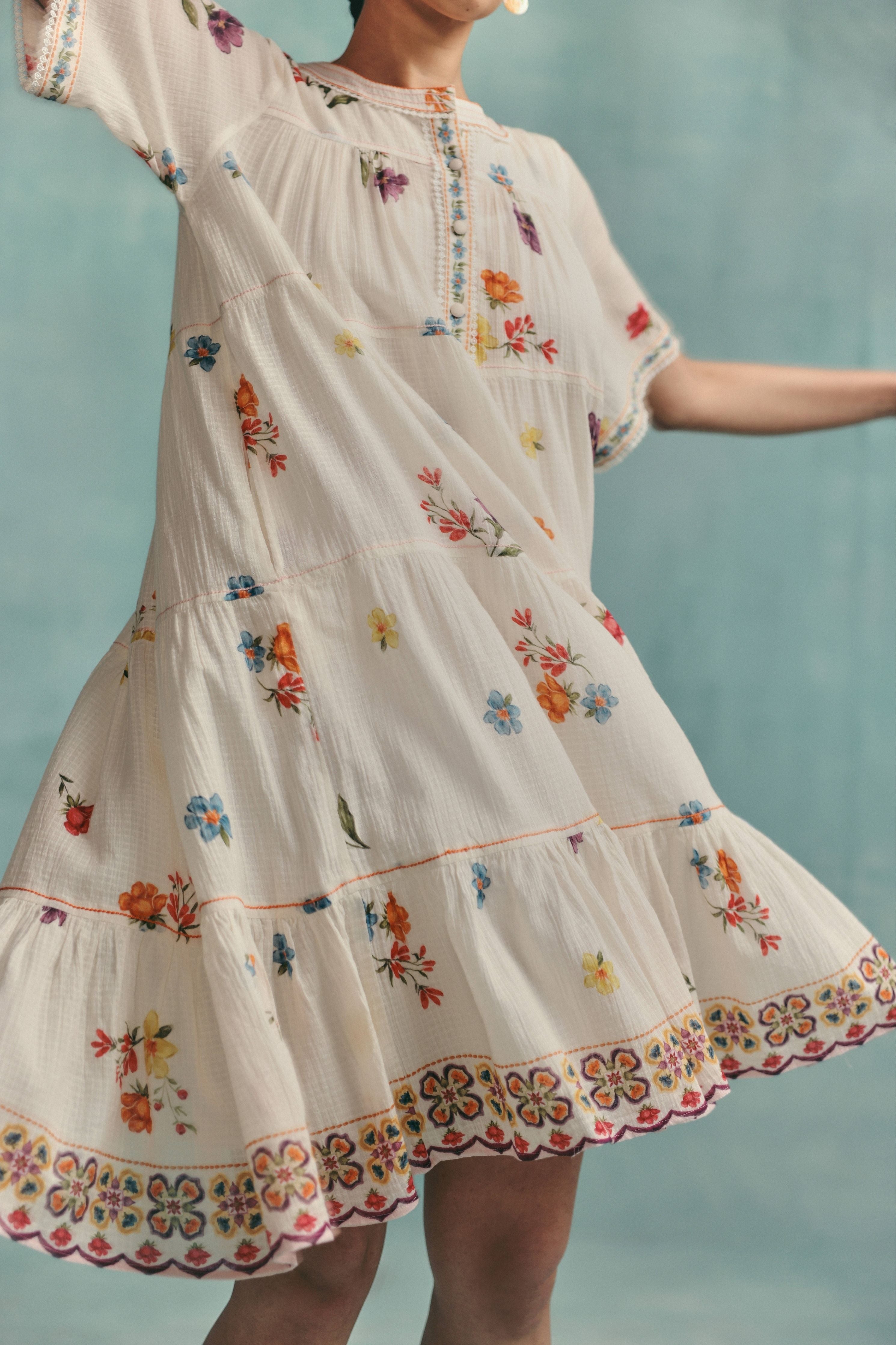 Daisy Tiered Dress  Ecru