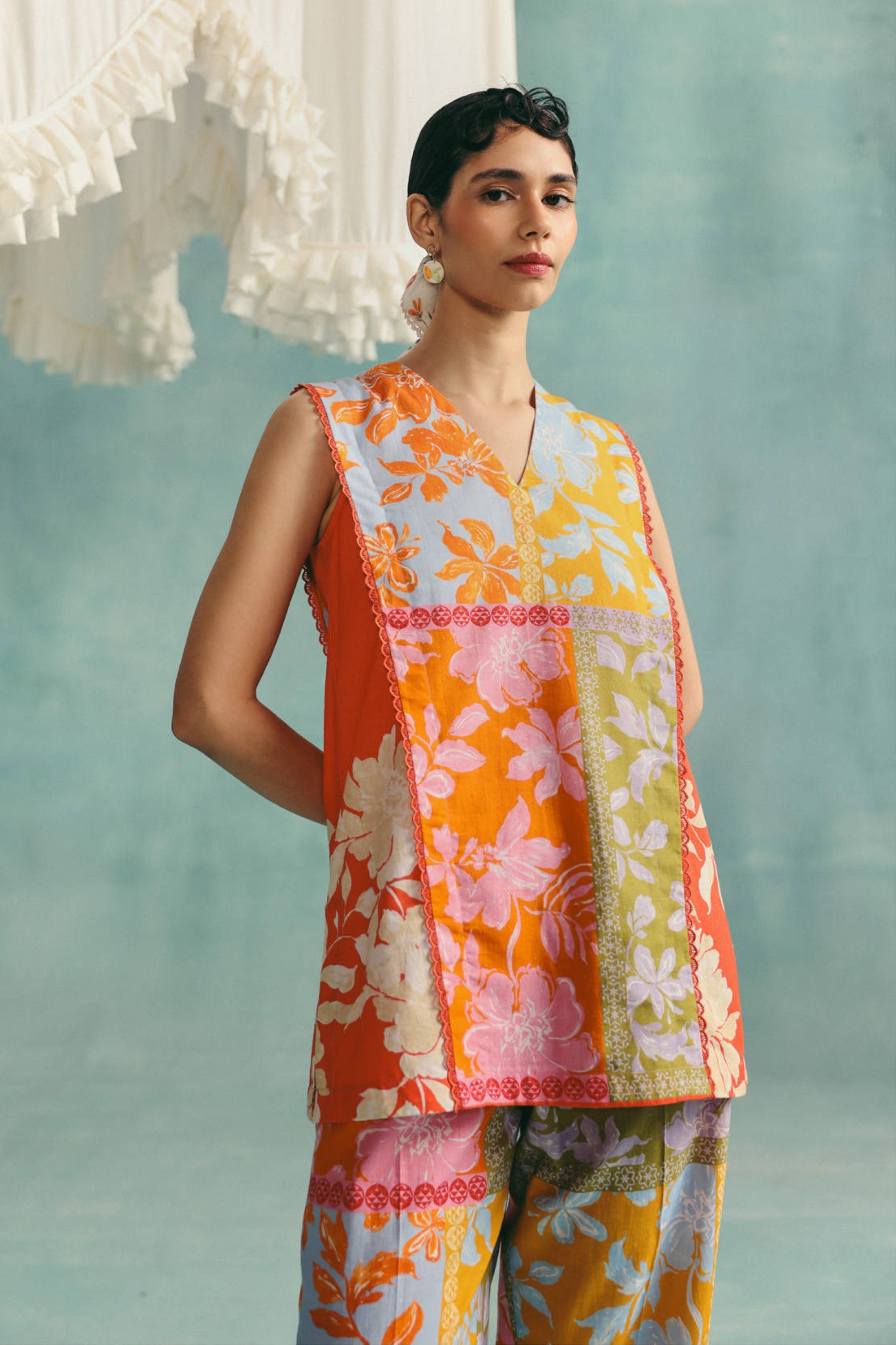 Patchwork Sleeveless Co-Ord Set