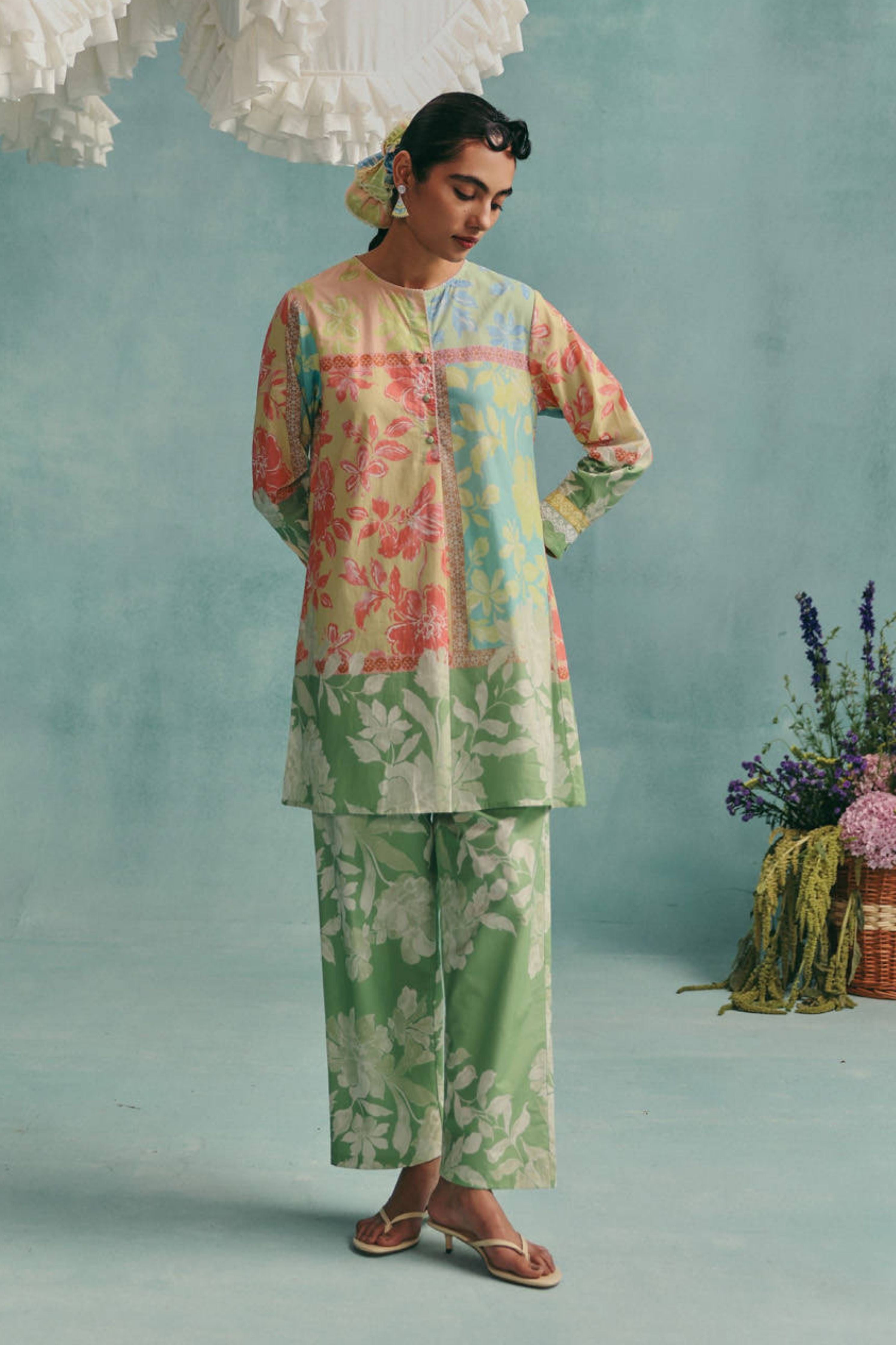 Patchwork Shirt Kurta Set