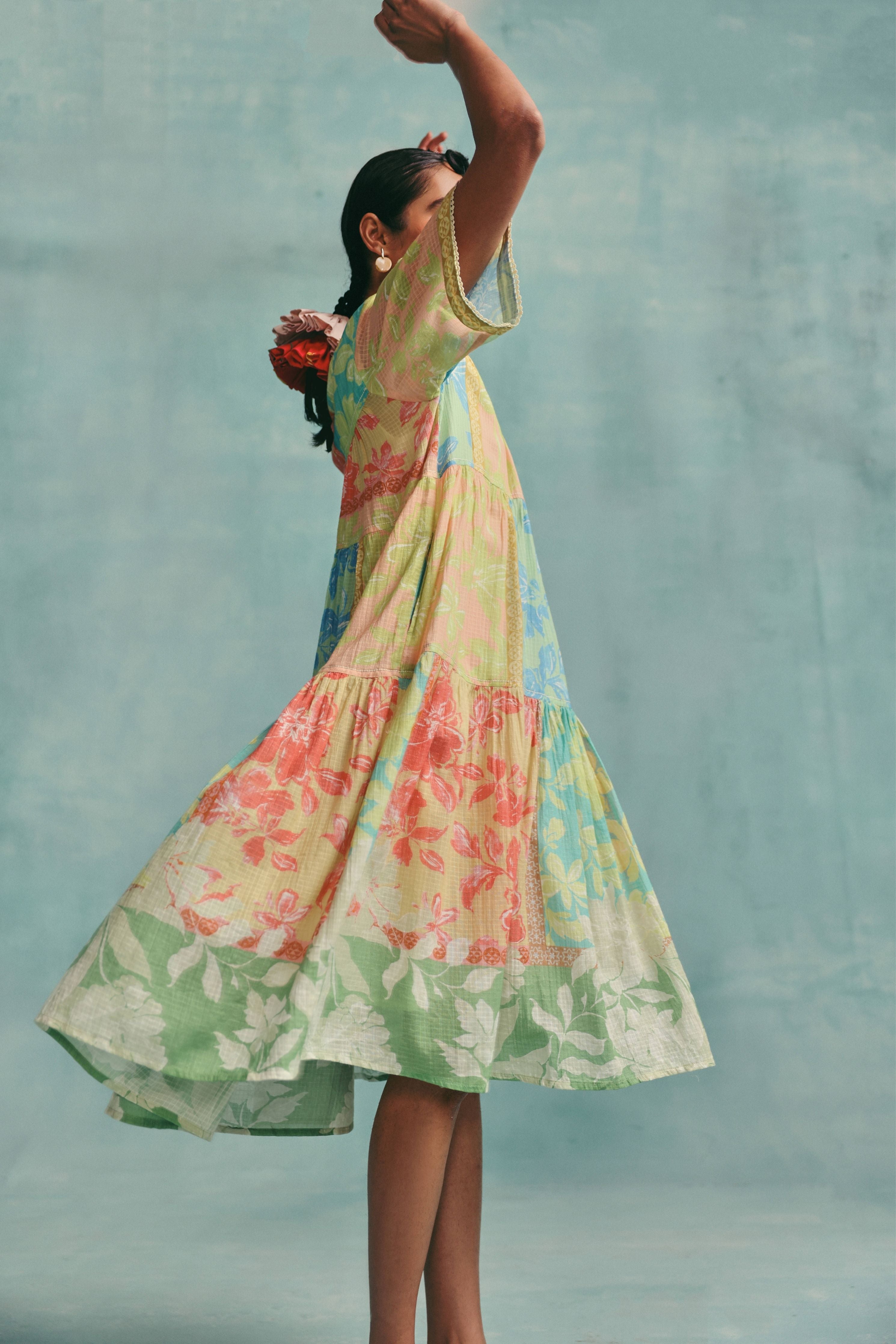Patchwork Tiered Dress