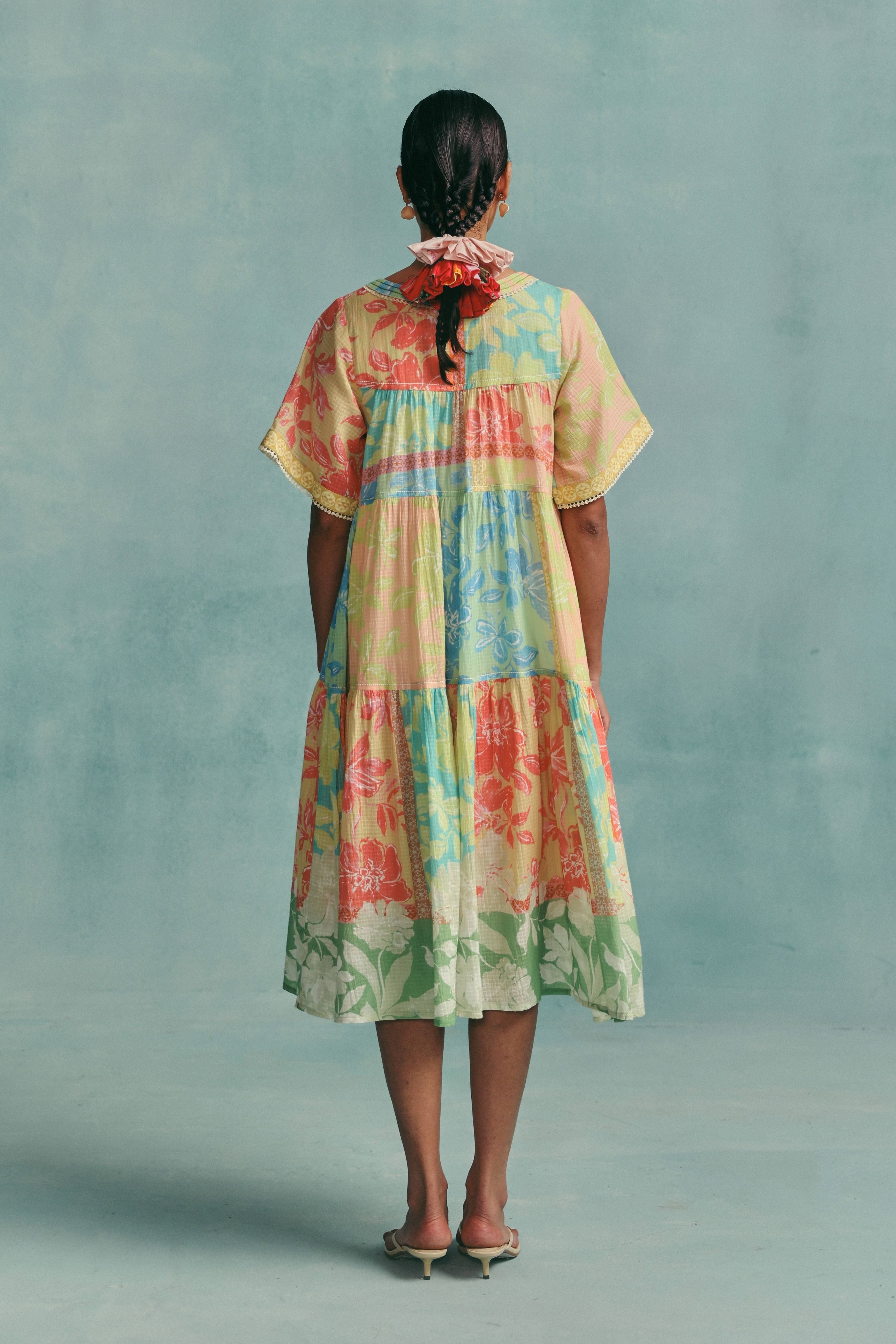 Patchwork Tiered Dress