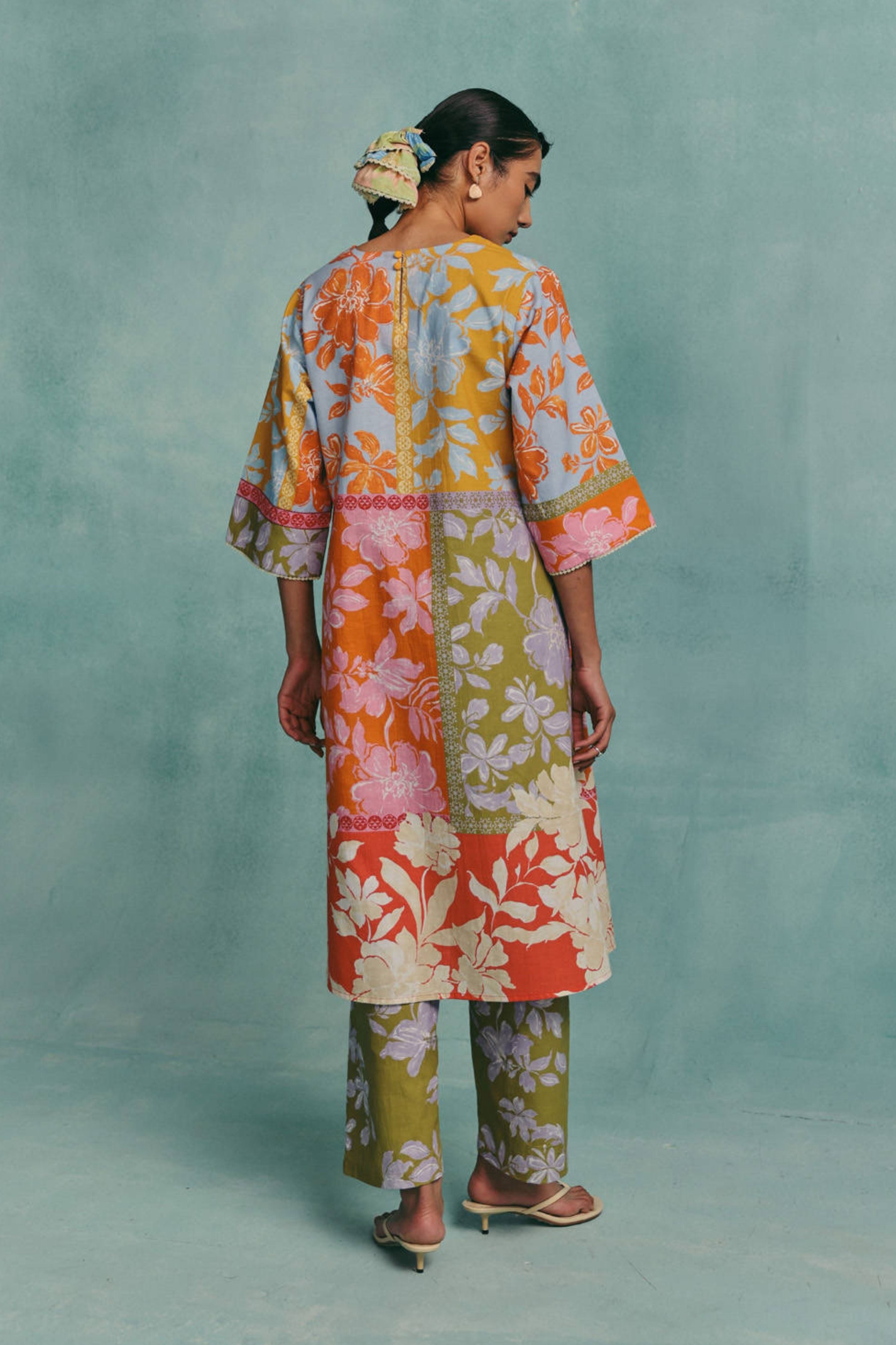 Patchwork Vneck Kurta Set