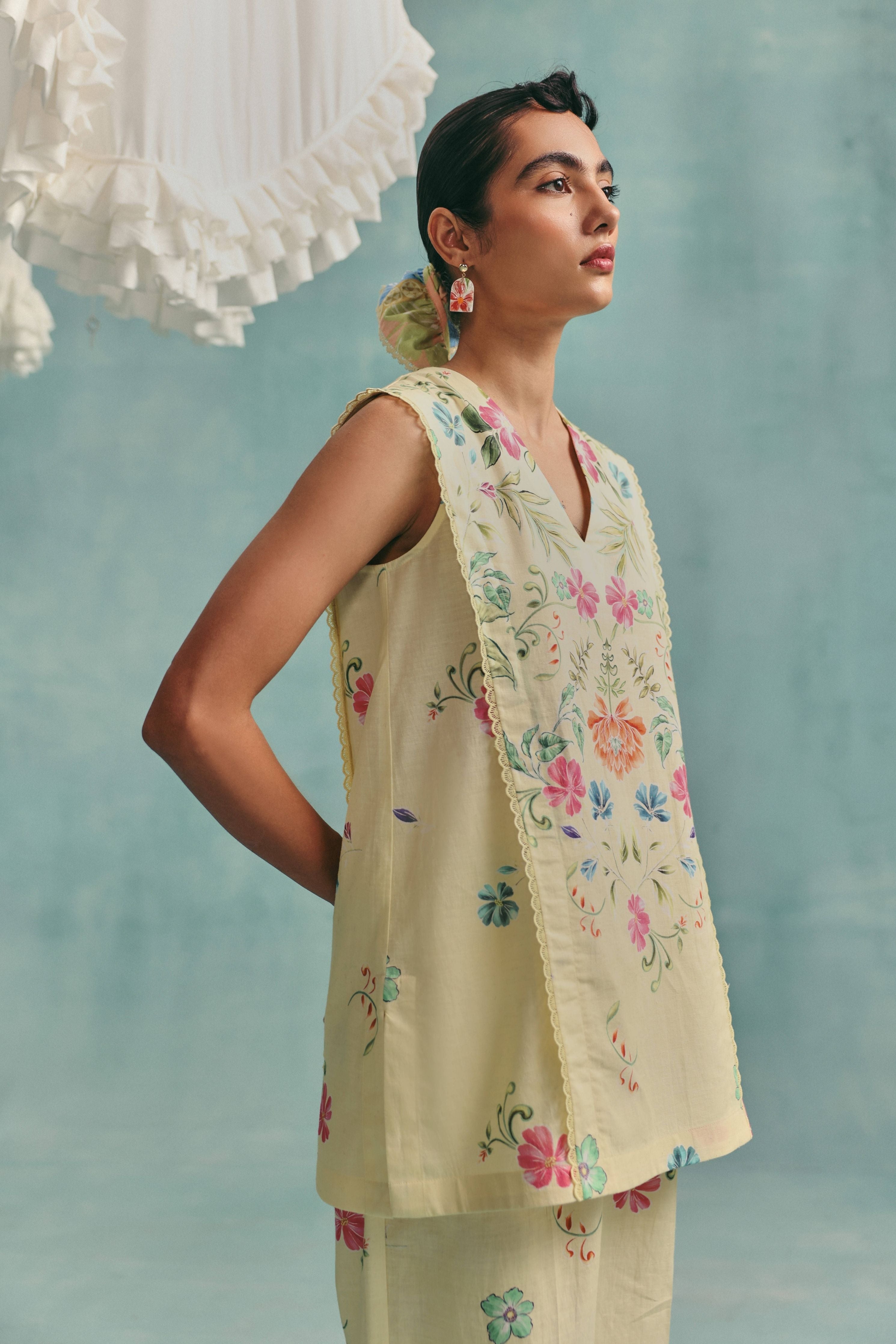 Rose Sleeveless Co-Ord Set  Lemon