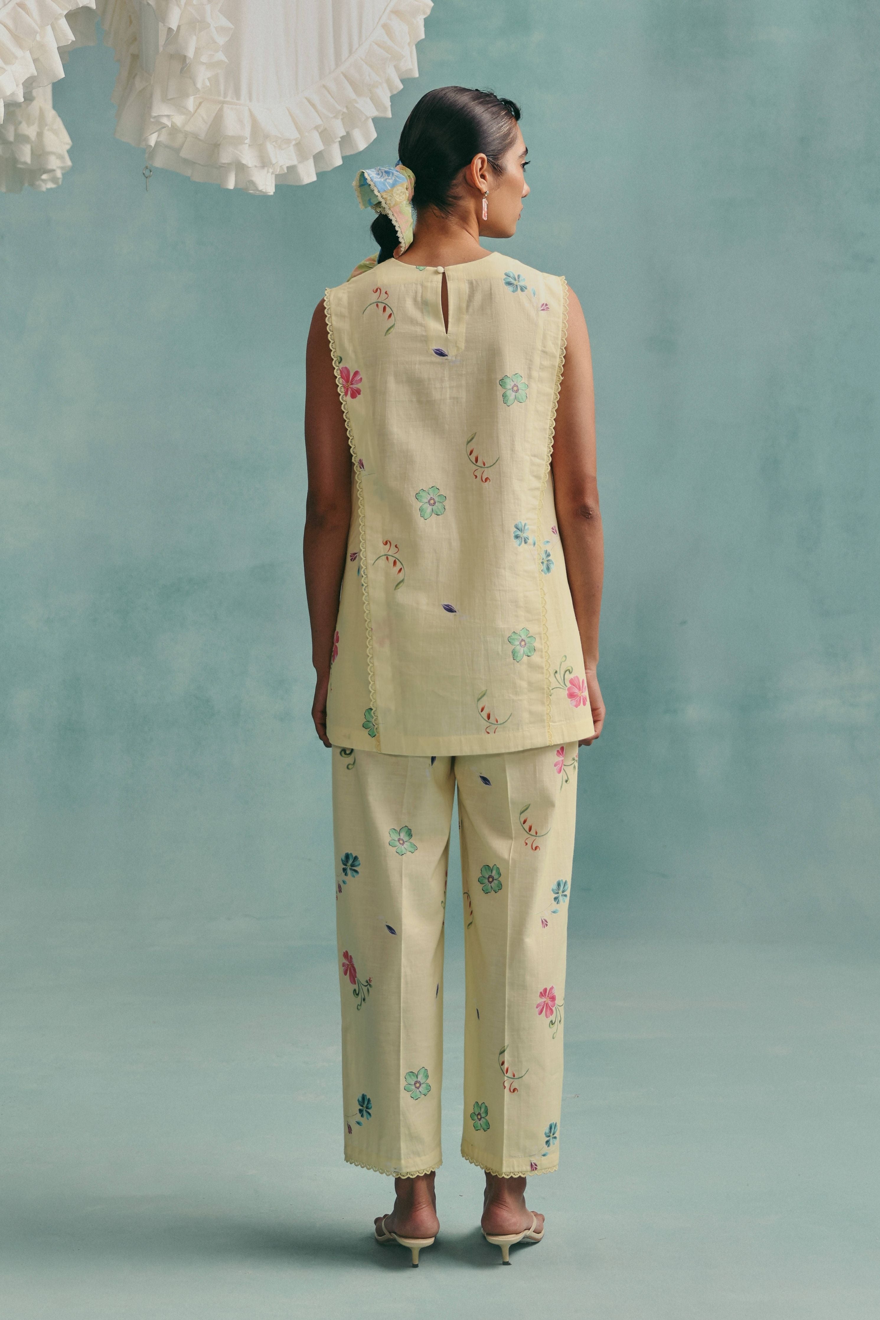 Rose Sleeveless Co-Ord Set  Lemon