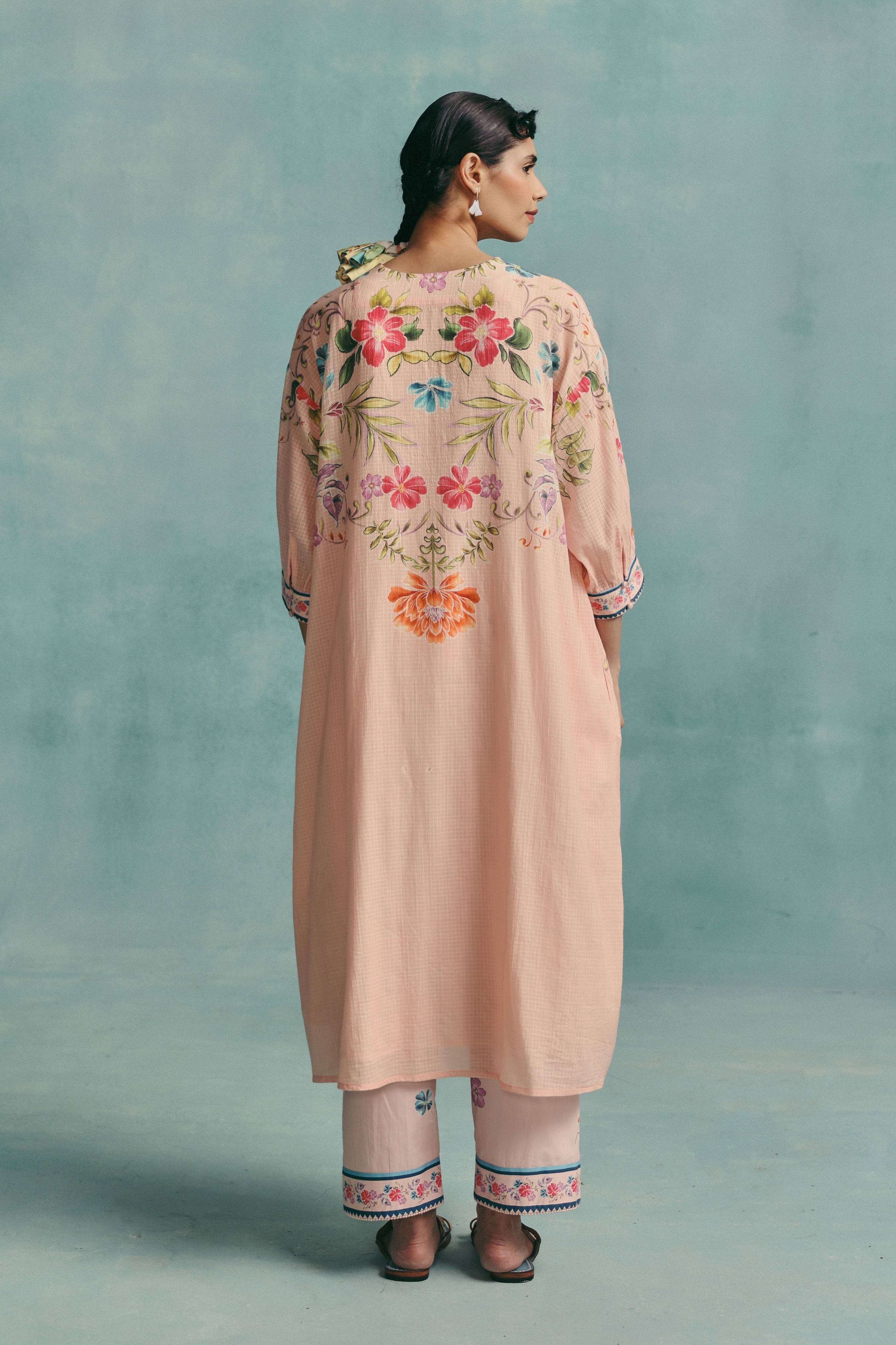 Rose Vneck Kaftan Set  Pink