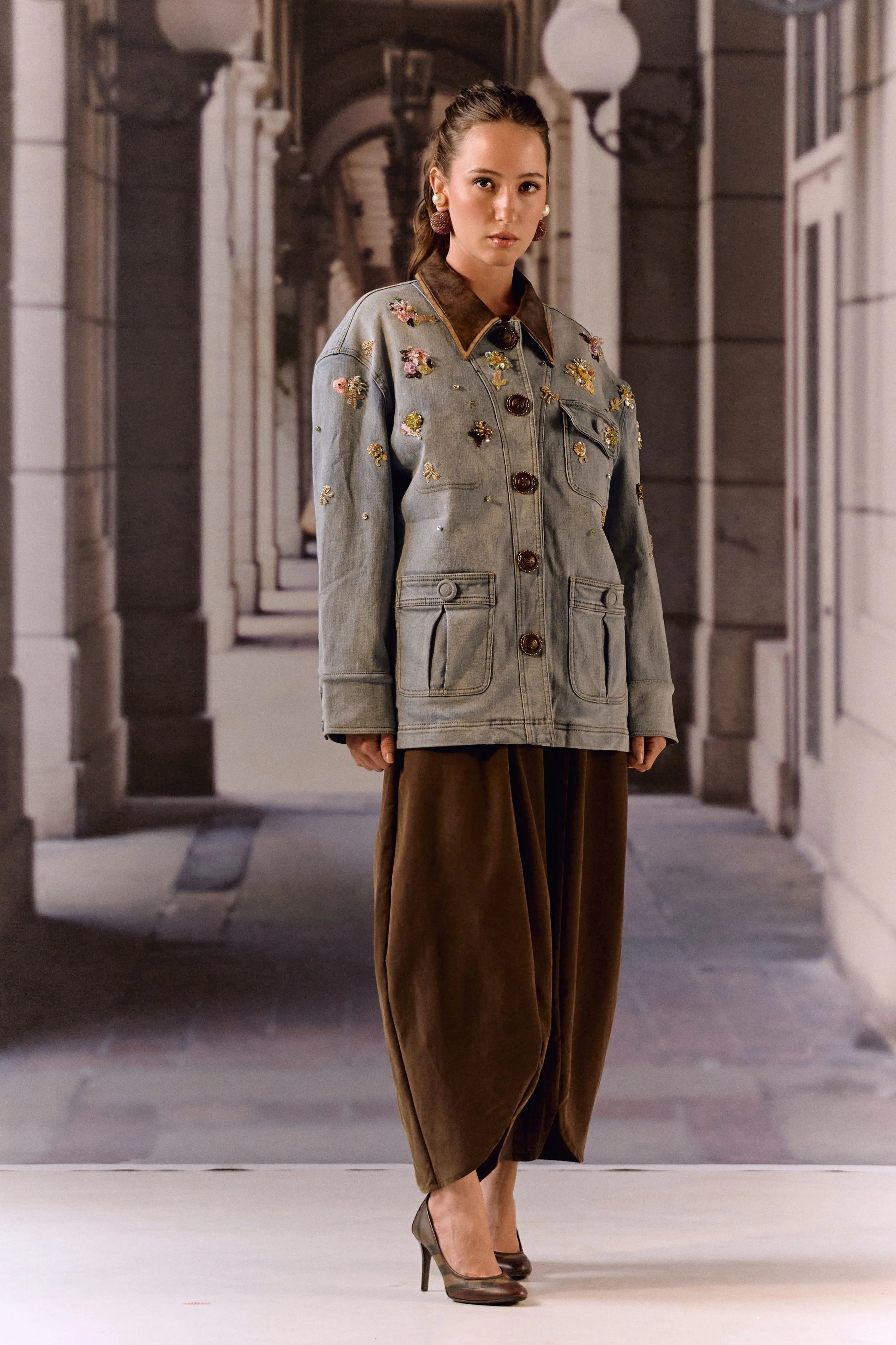 Embellished Utility Denim Jacket