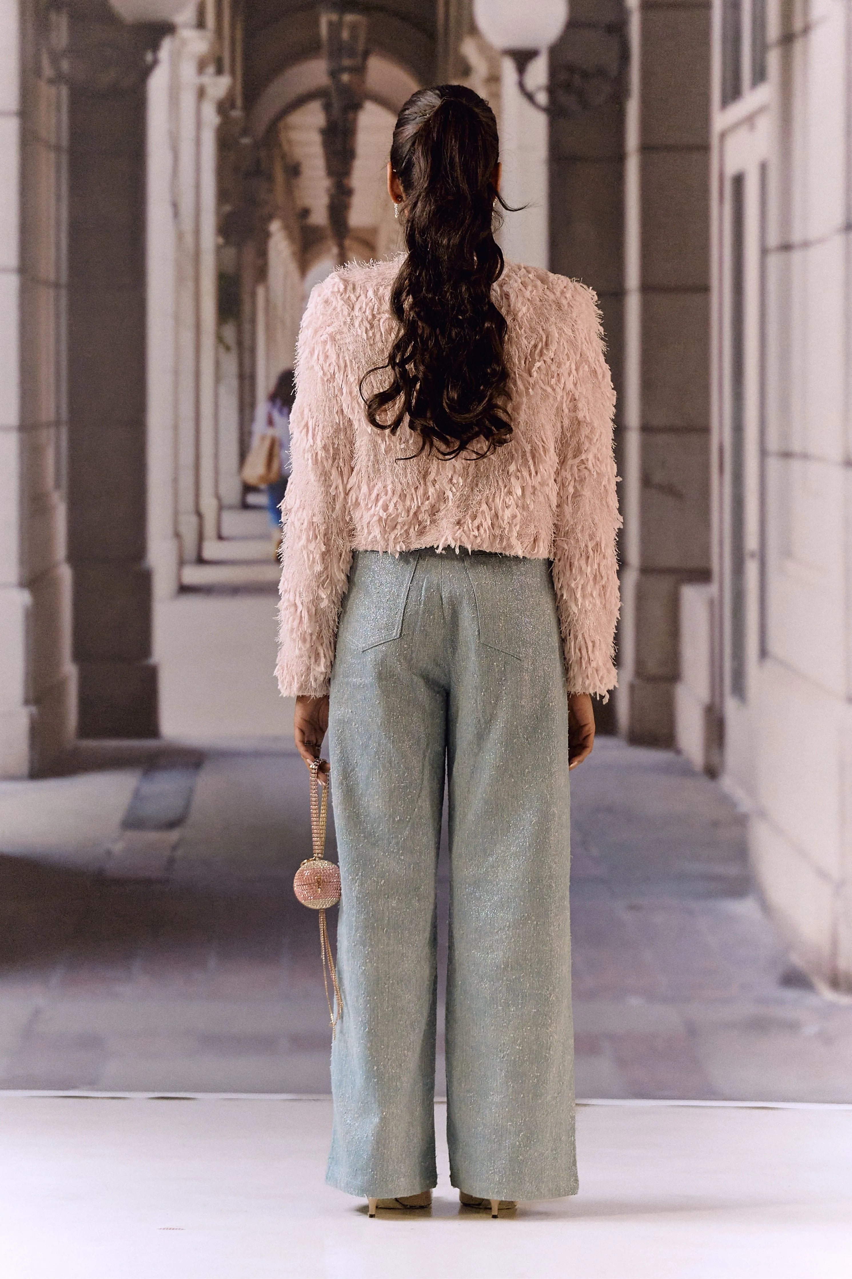 Feathered Crystal Jacket- Pink