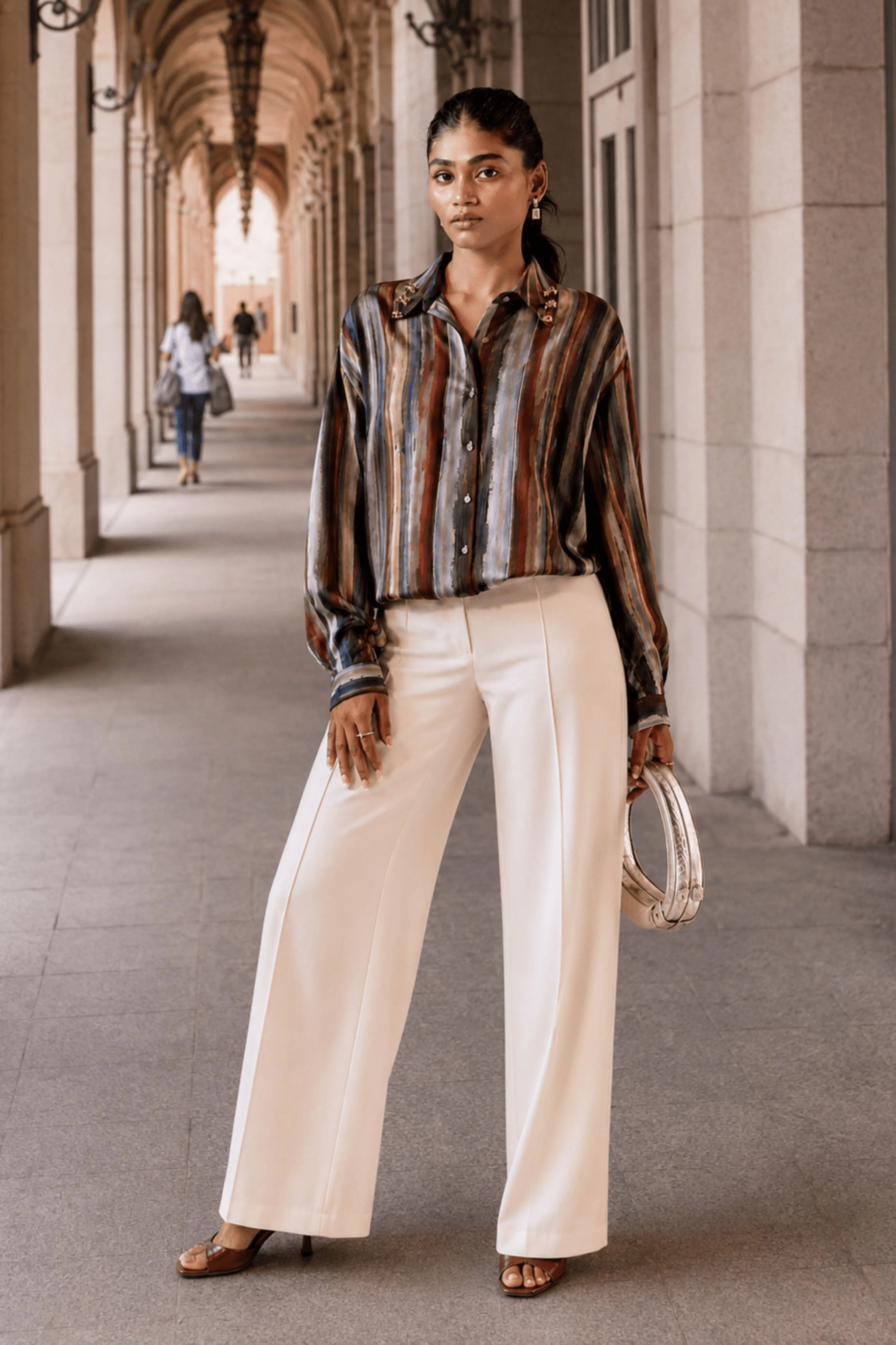 Striped Silk Crepe Shirt