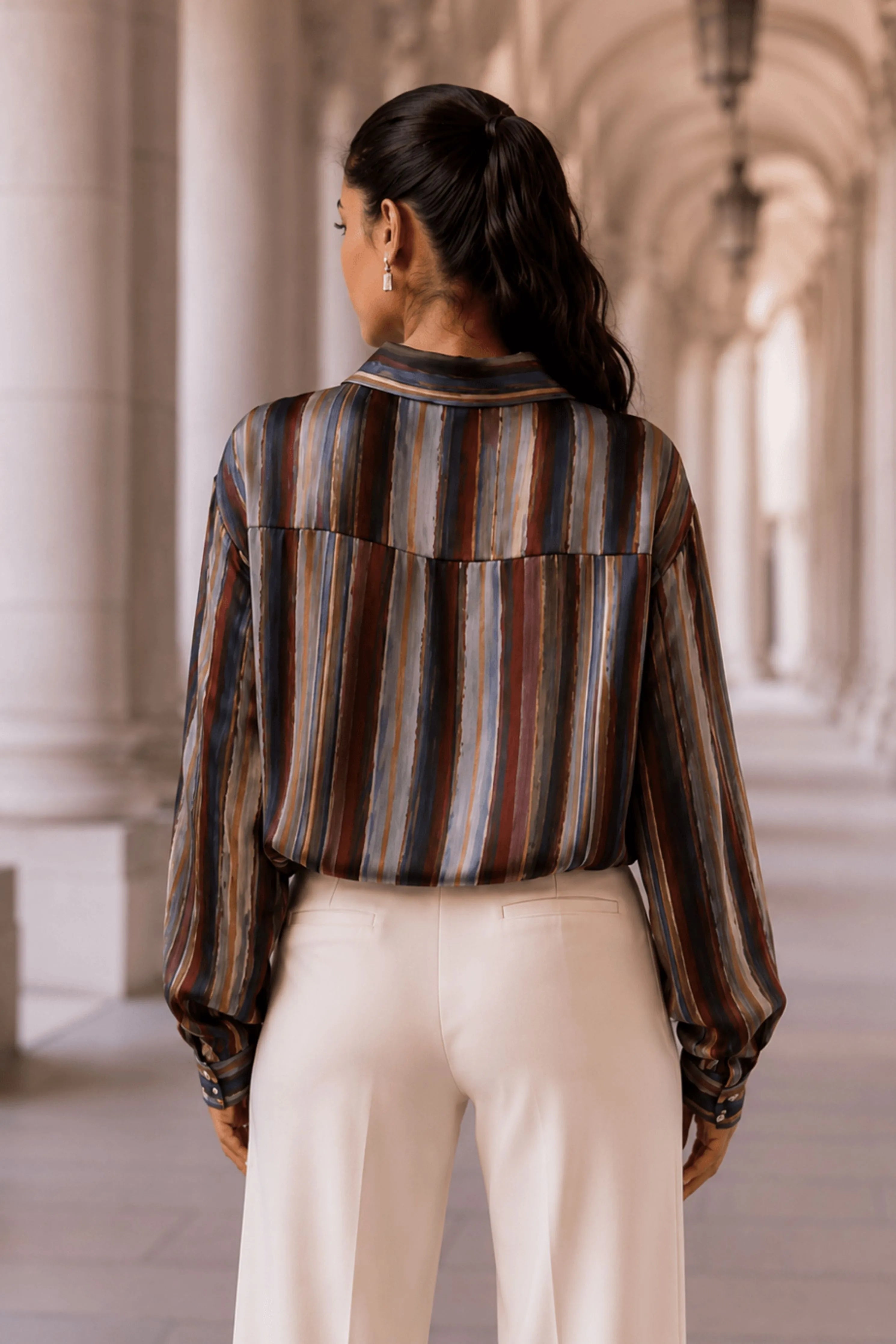 Striped Silk Crepe Shirt