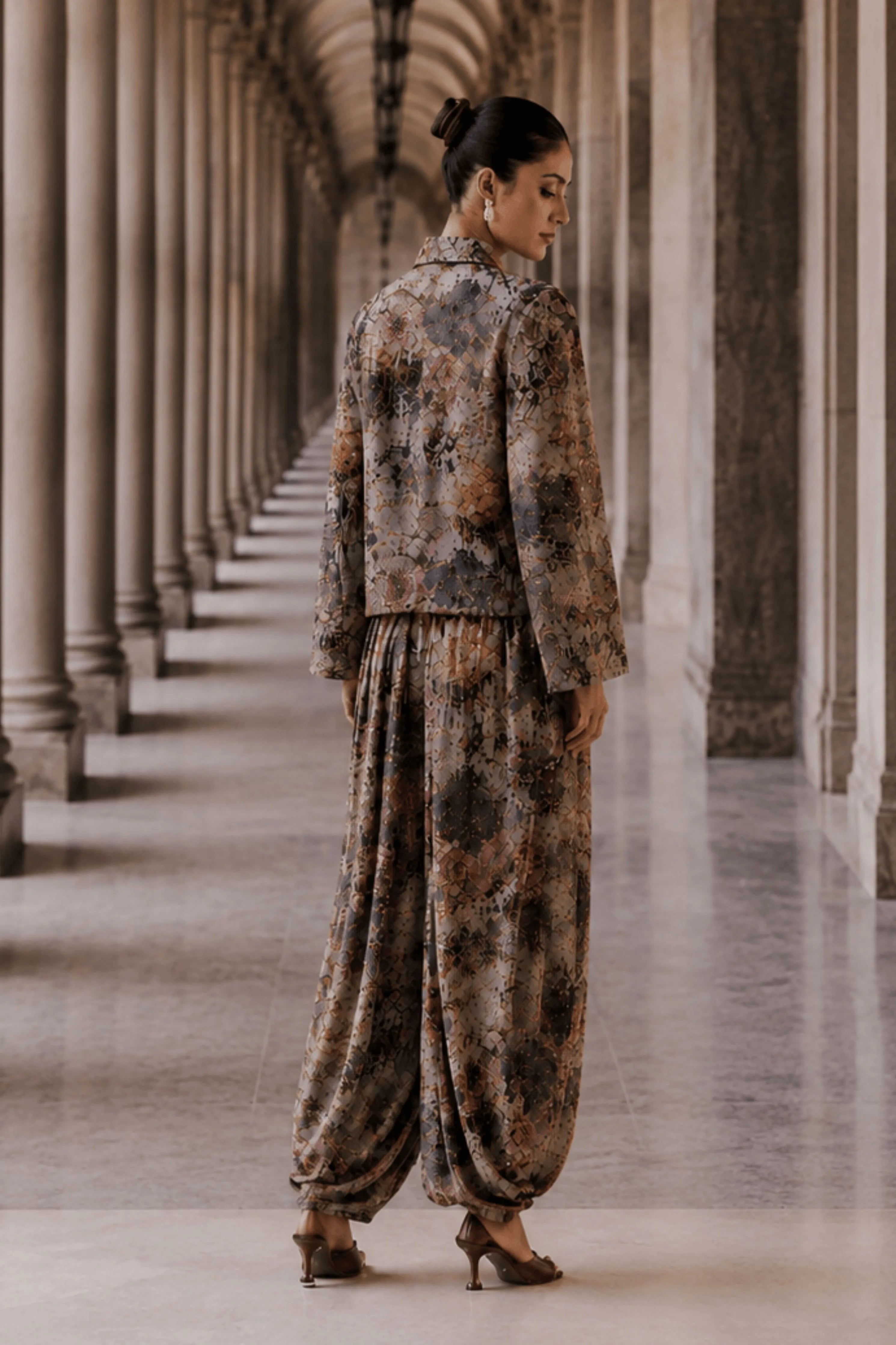 Floral Print Jacket & Dhoti Set