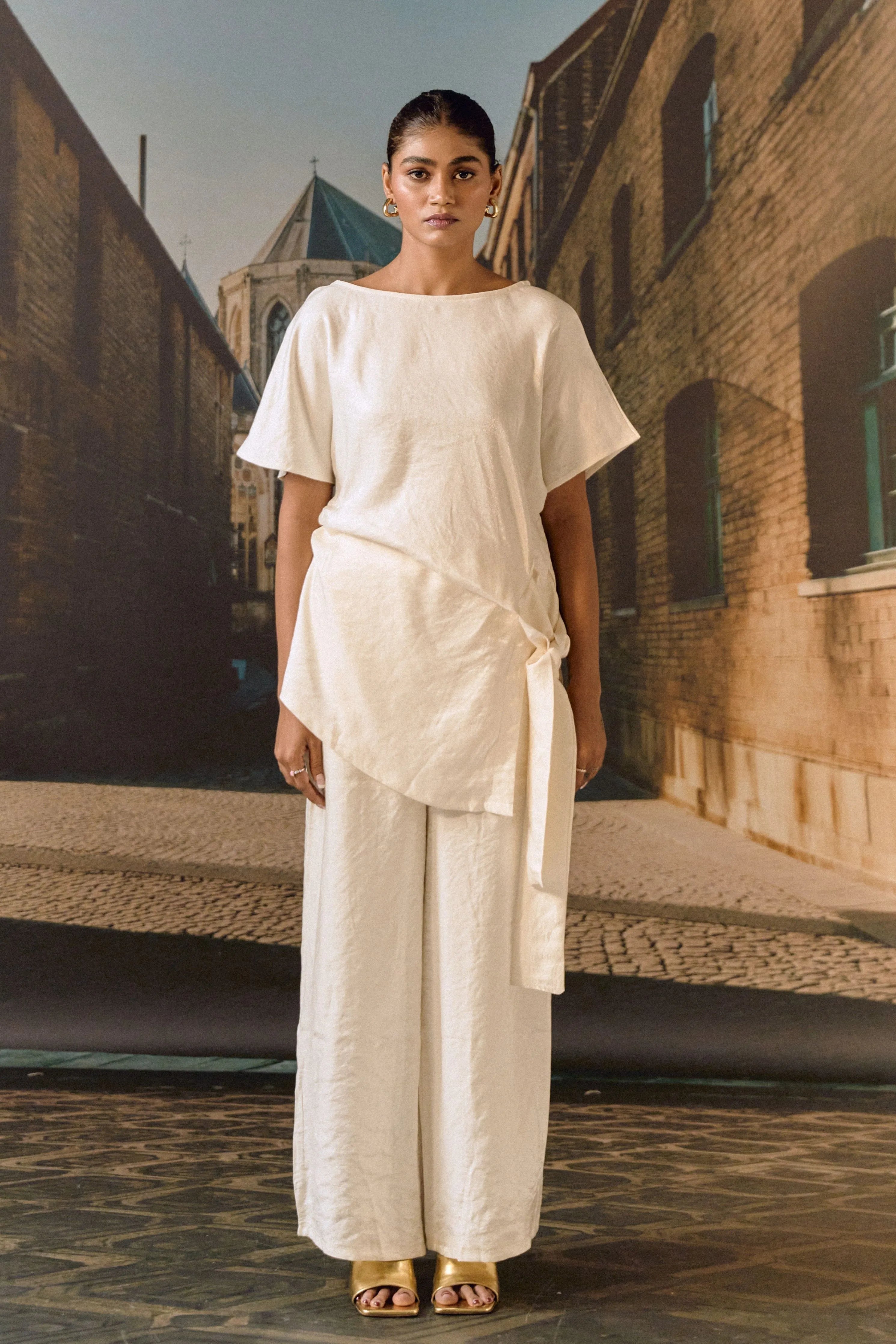 Ecru Draped Co-Ord Set