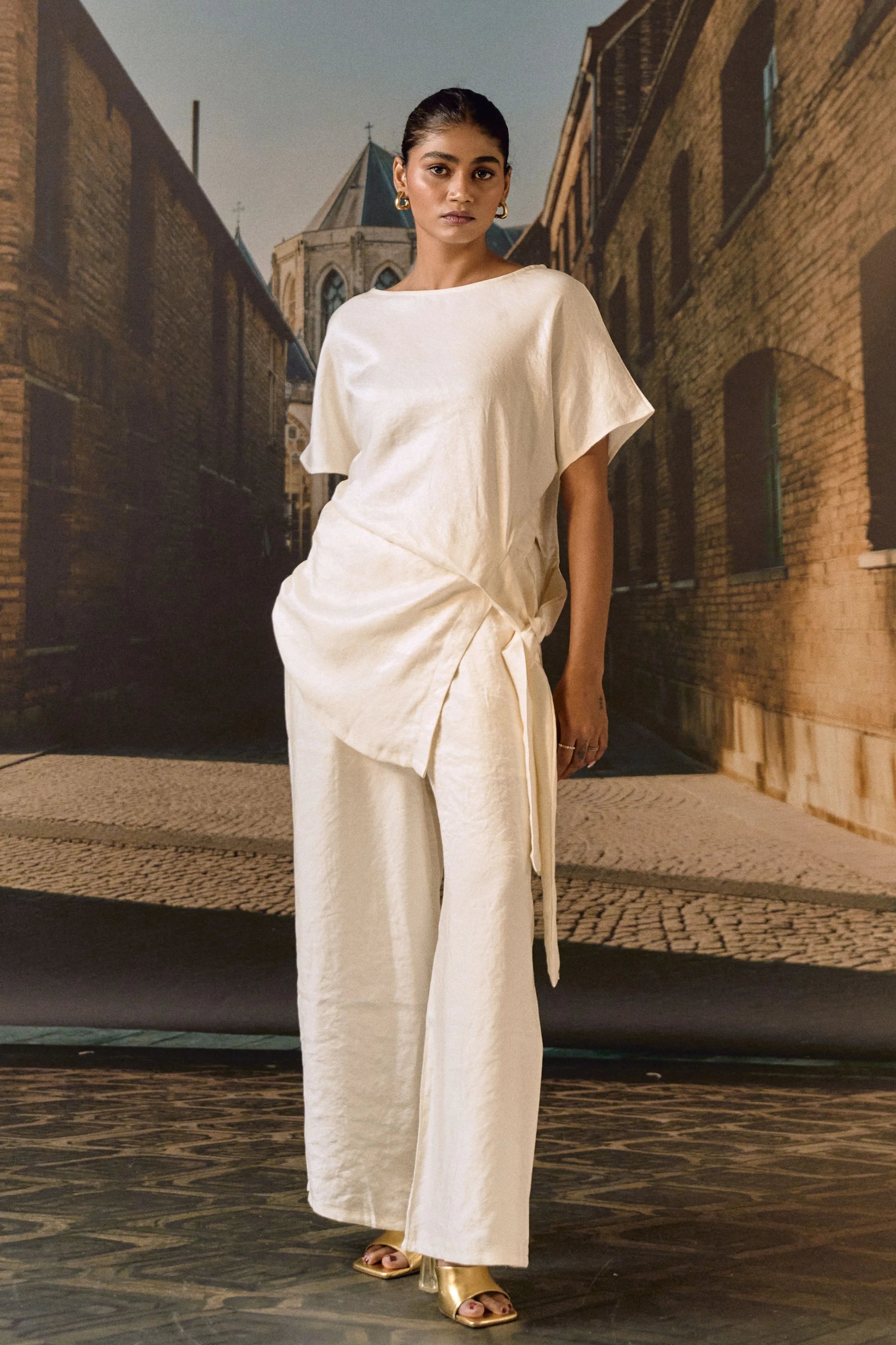 Ecru Draped Co-Ord Set