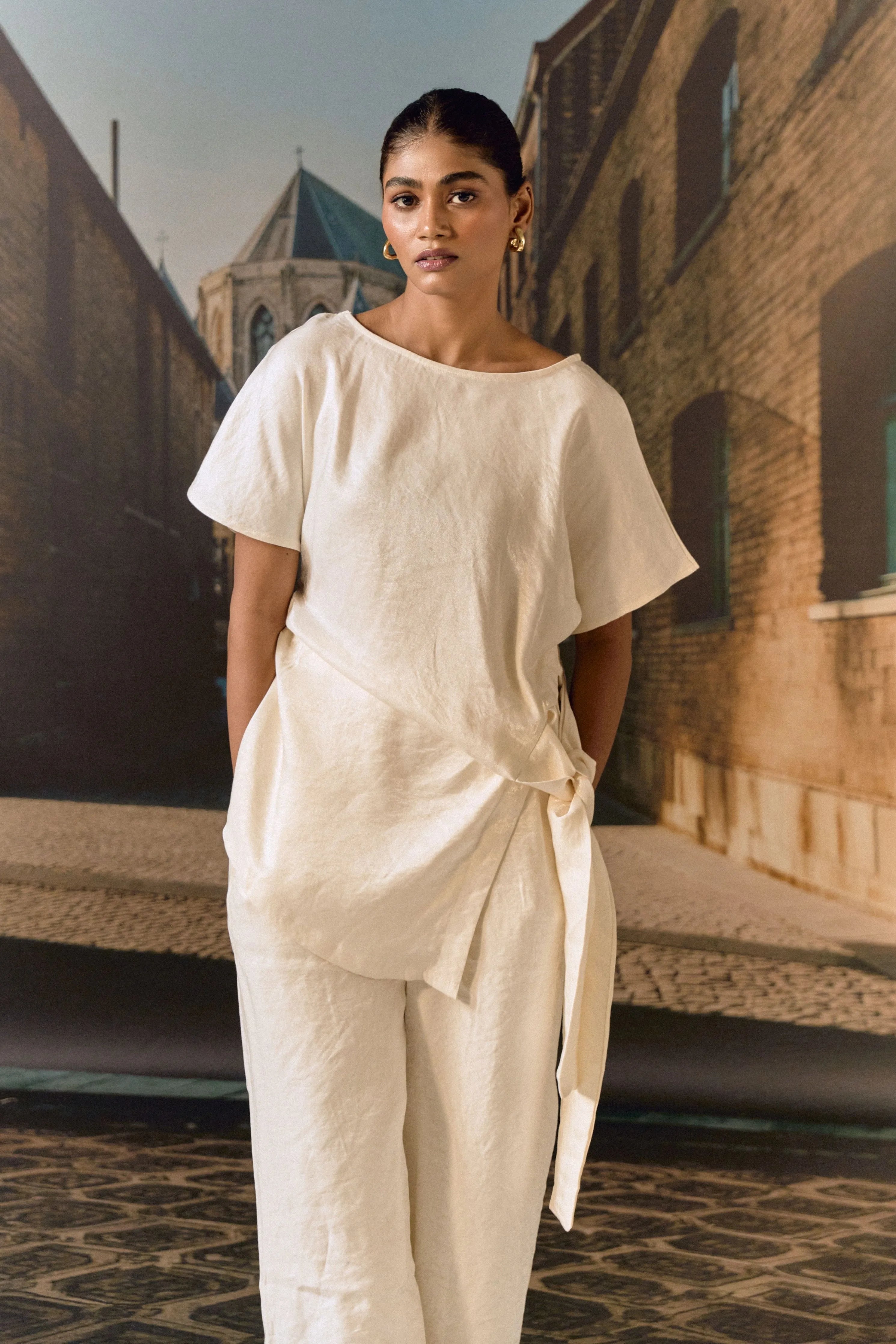 Ecru Draped Co-Ord Set
