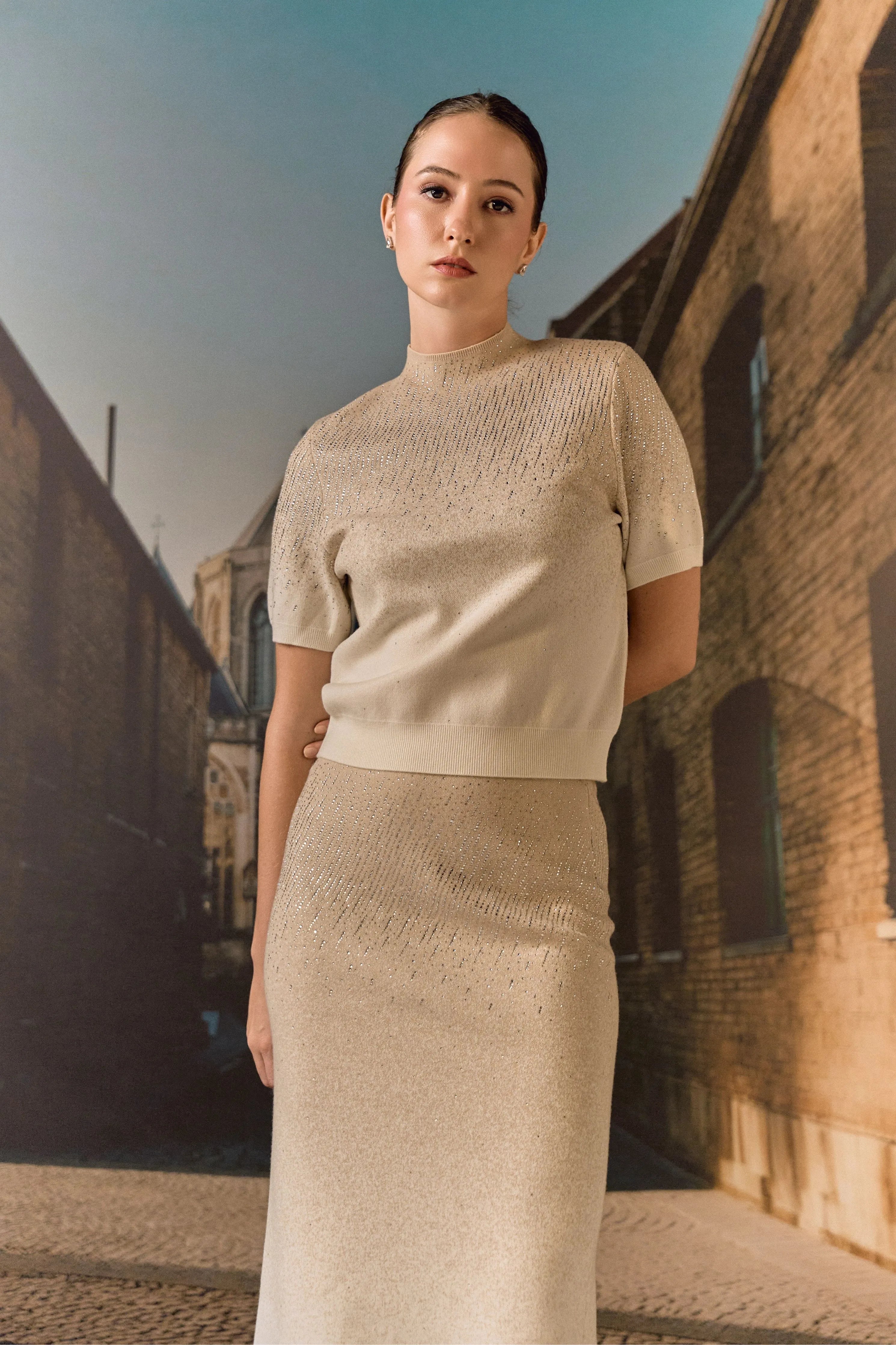 Swarovski Cashmere Co-Ord Set- Ecru