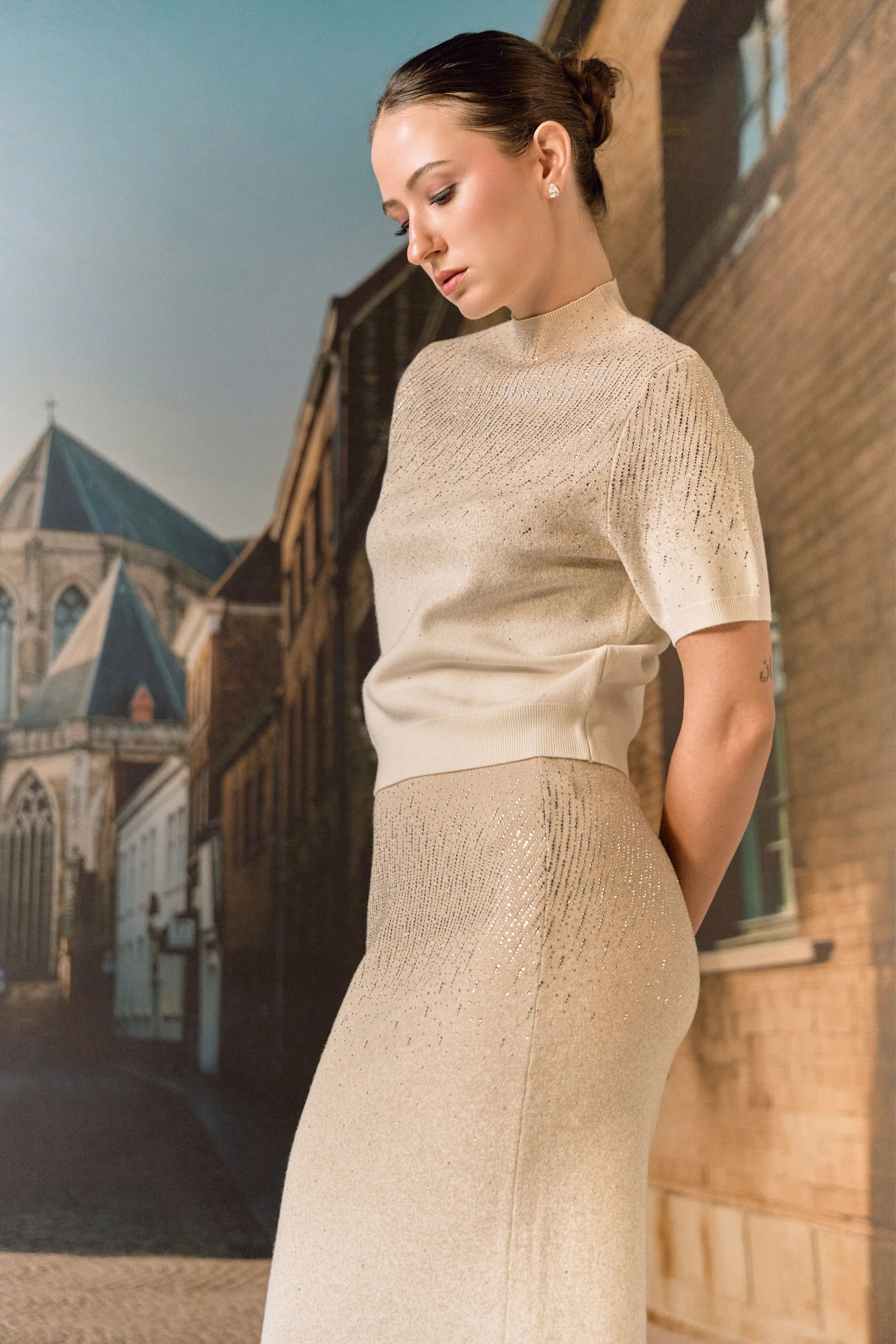 Swarovski Cashmere Co-Ord Set- Ecru