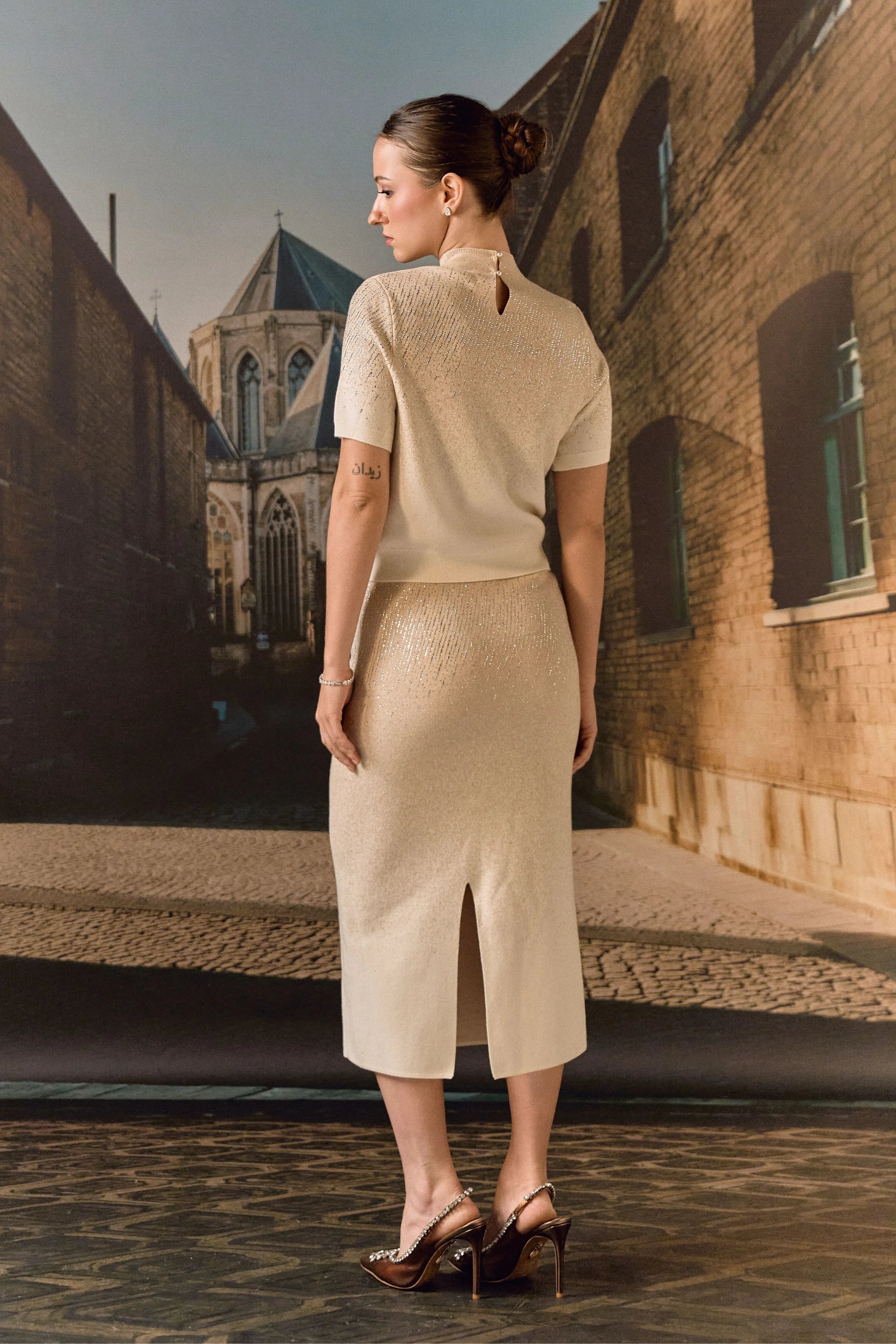 Swarovski Cashmere Co-Ord Set- Ecru