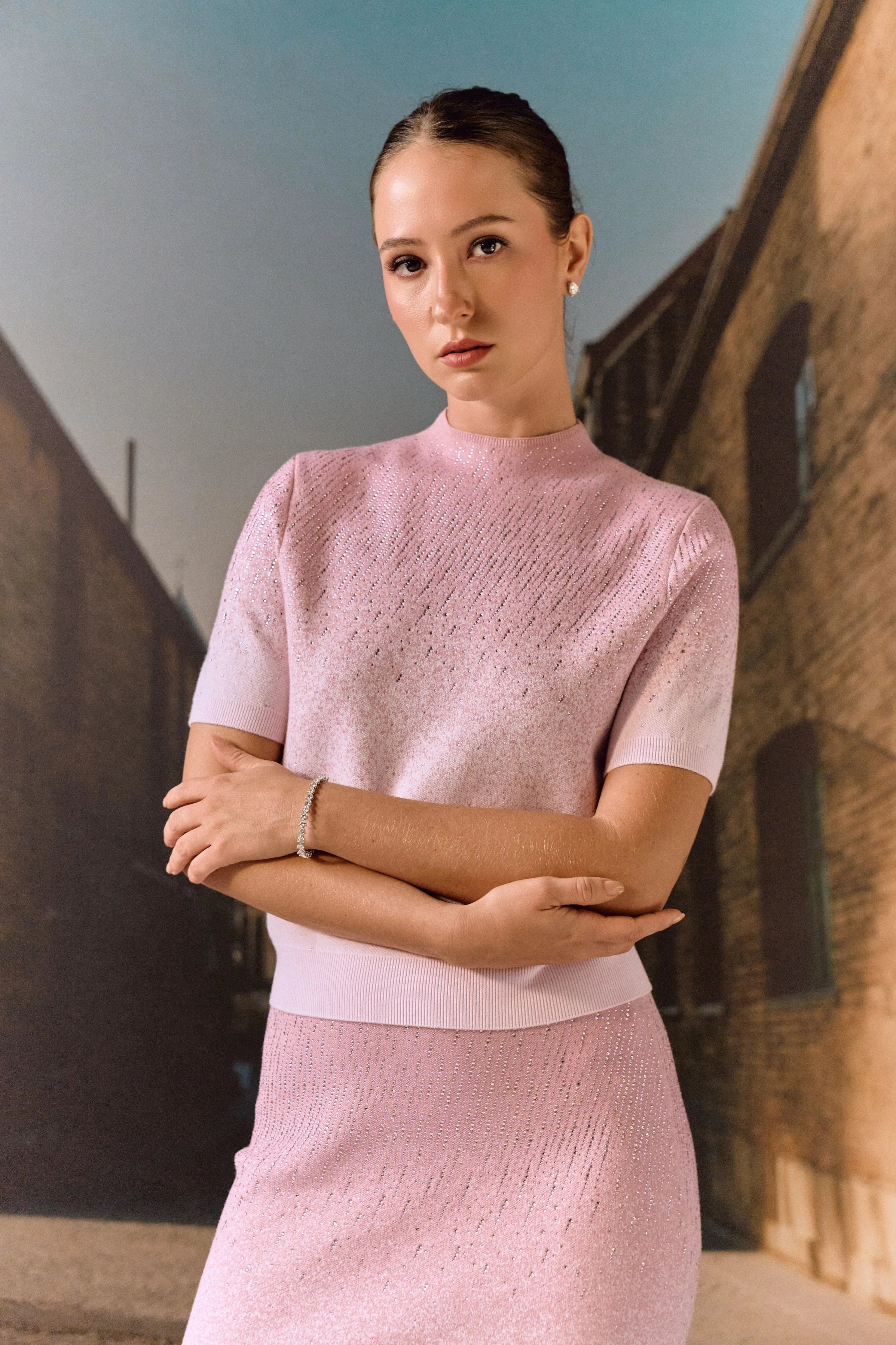 Swarovski Cashmere Co-Ord Set- Rose