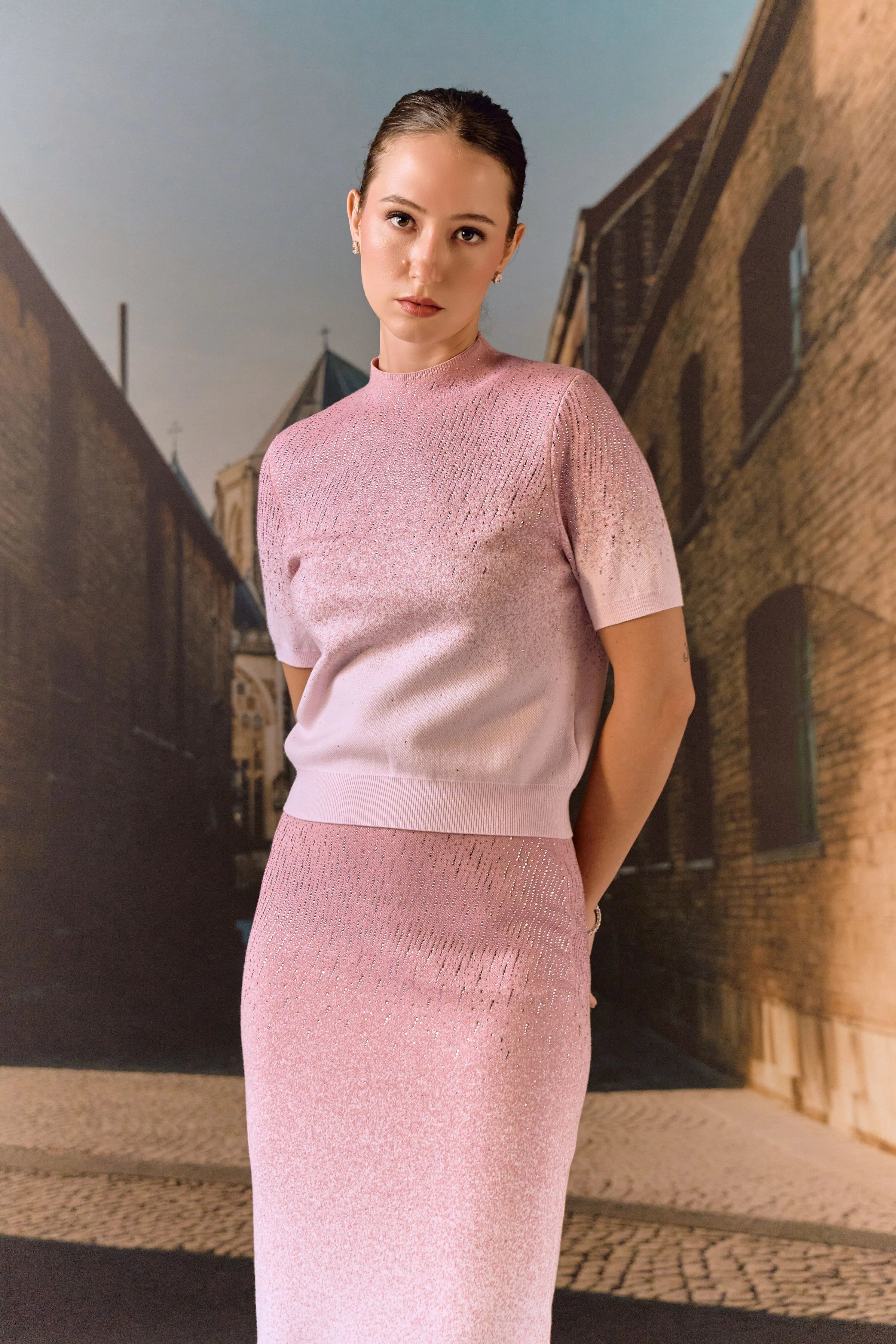 Swarovski Cashmere Co-Ord Set- Rose