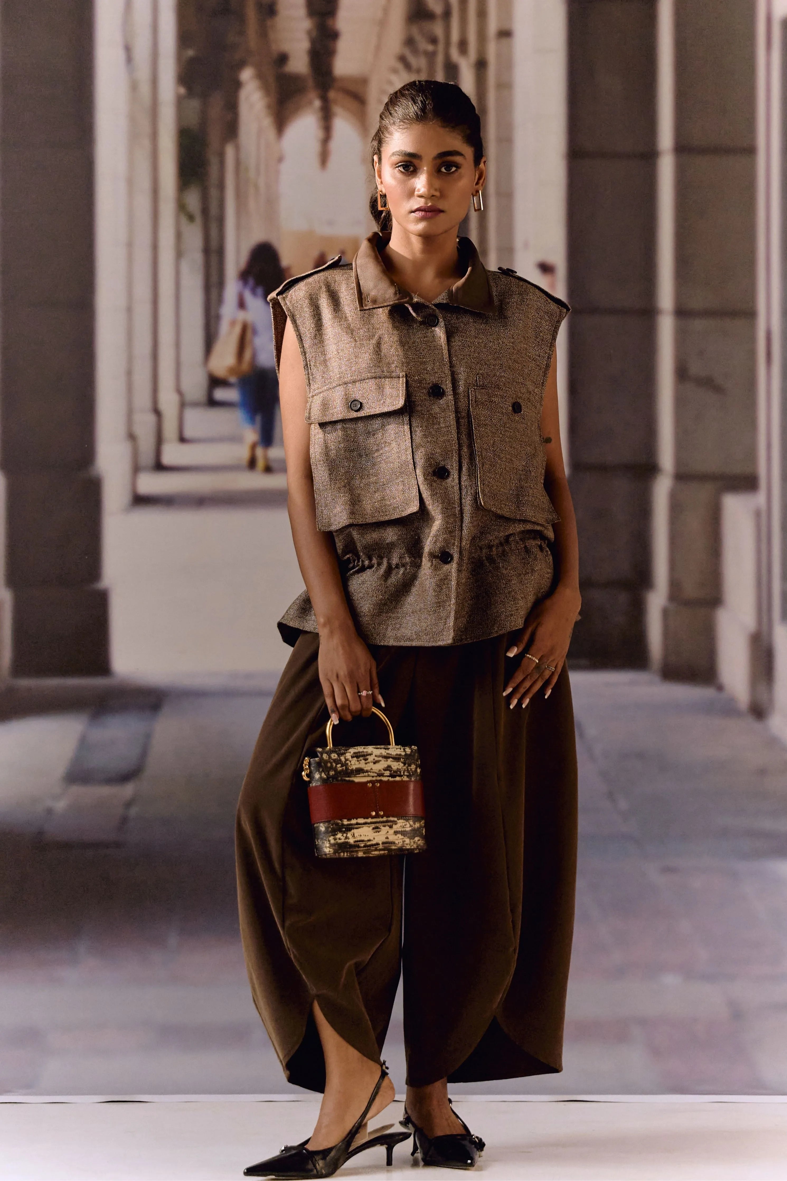 Choco twill barrel pants