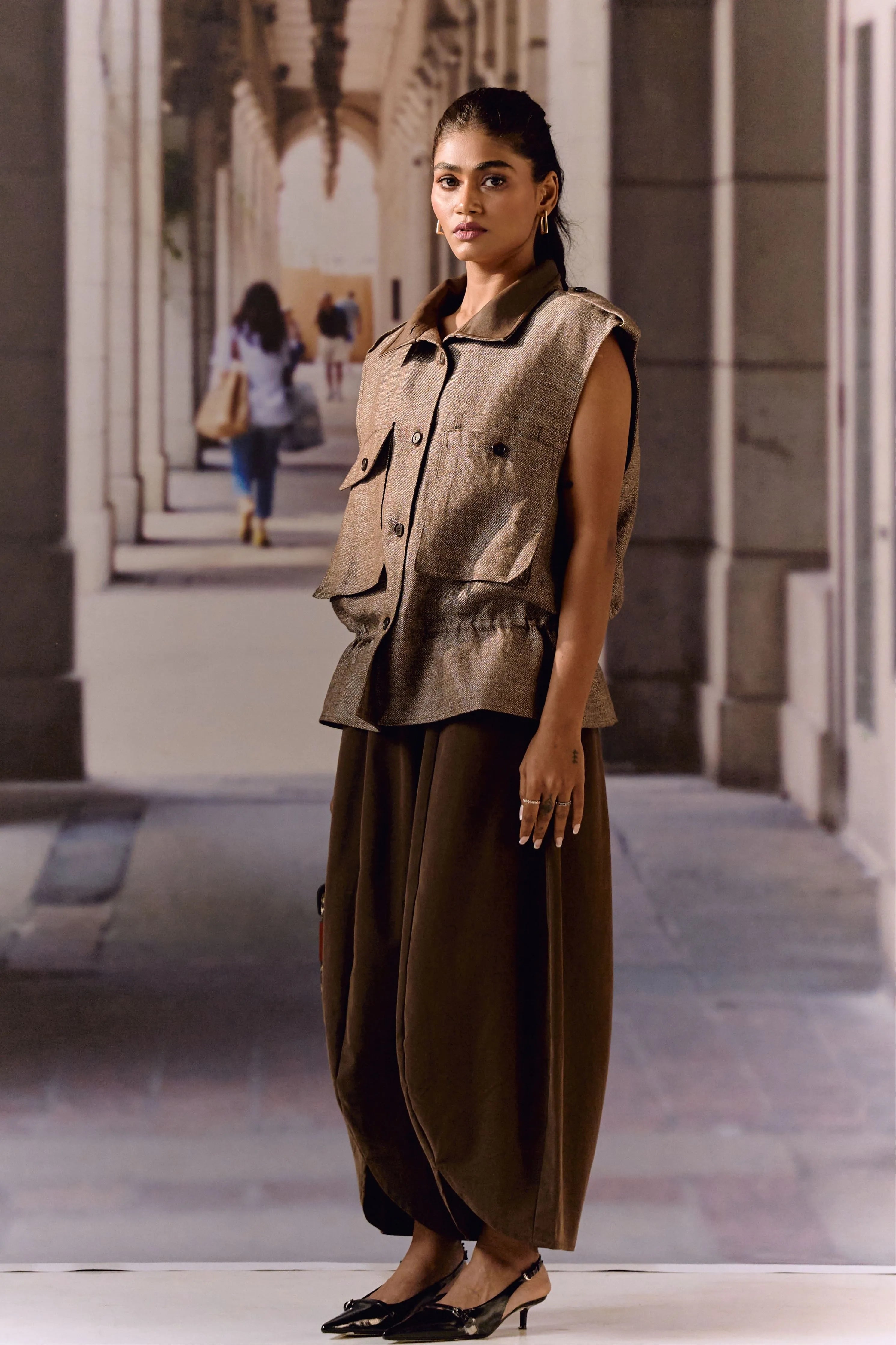 Choco twill barrel pants