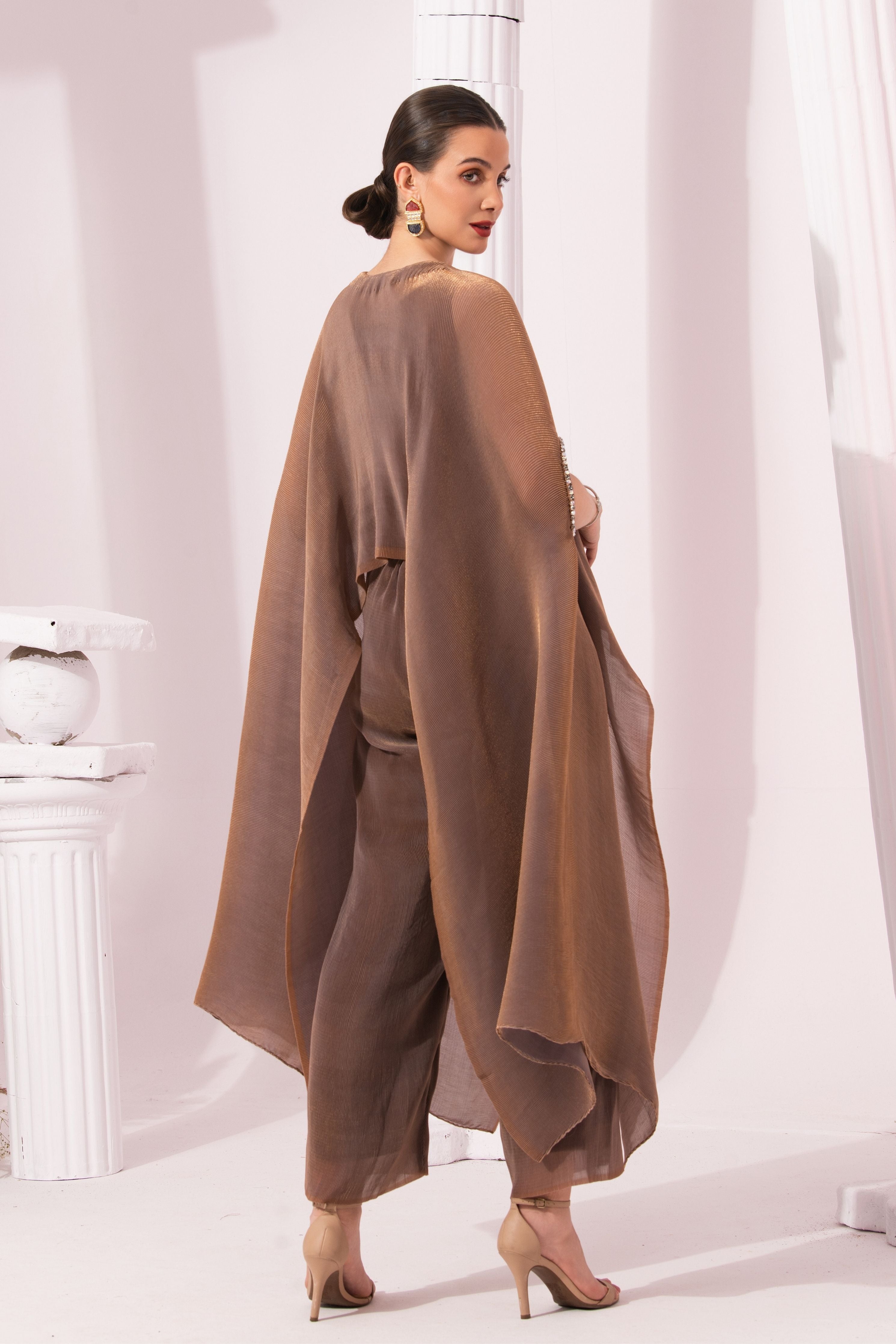Metalic Chestnut  Kaftan & Pant Set
