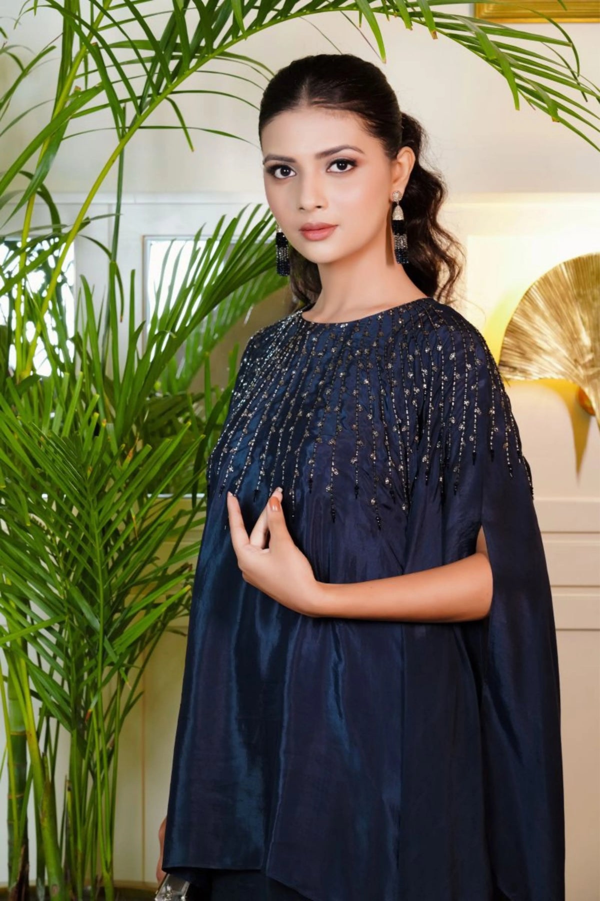 Blue Smocked Nalki Co-Ord Set