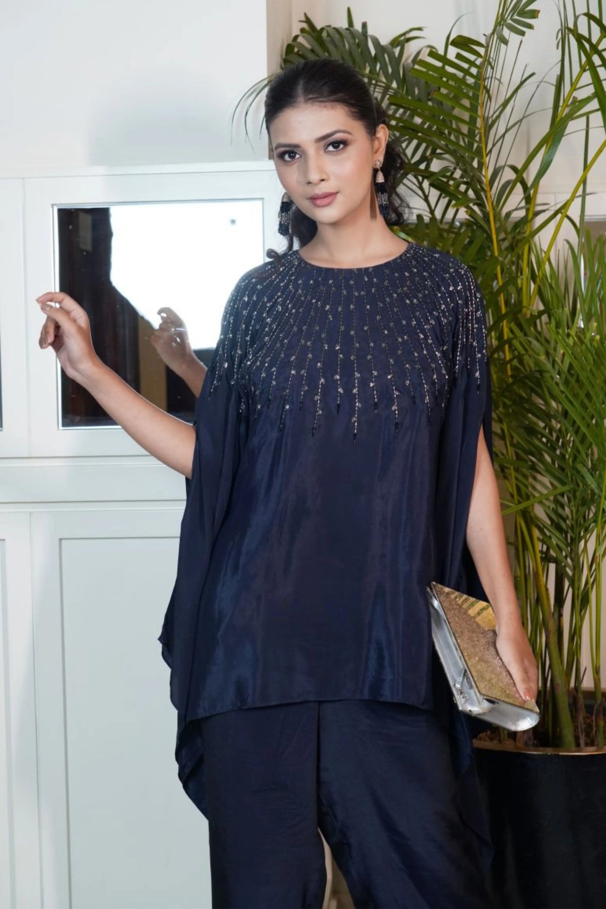 Blue Smocked Nalki Co-Ord Set