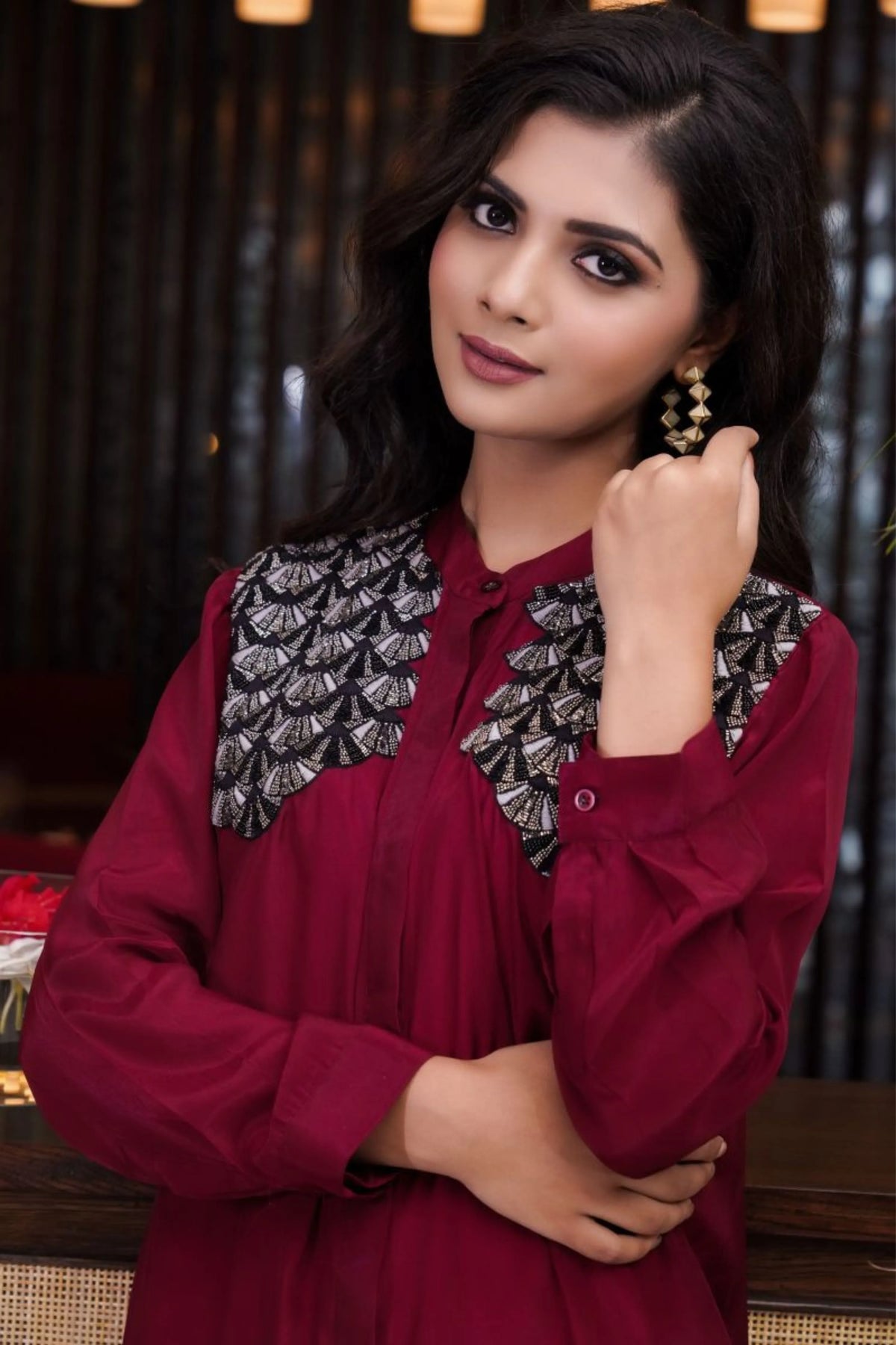 Red Hand Embroidery Co-Ord Set