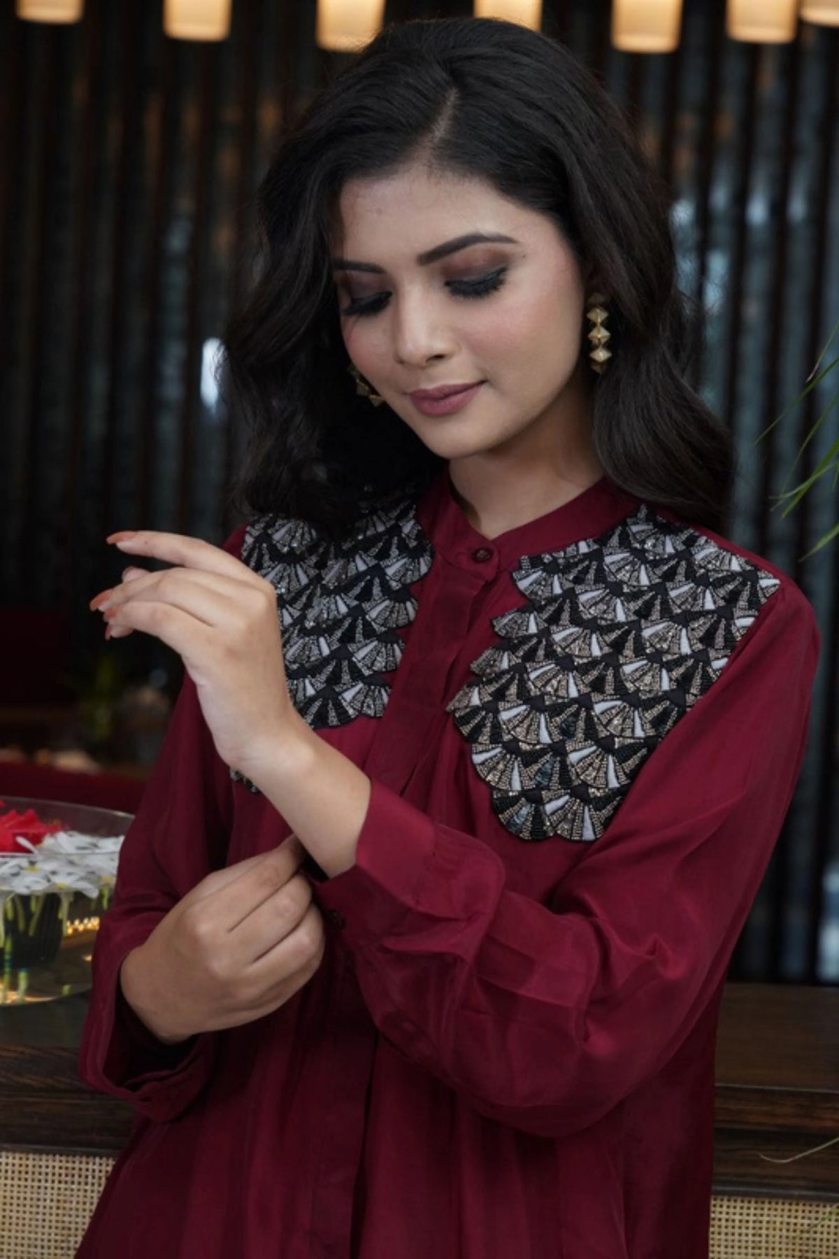 Red Hand Embroidery Co-Ord Set