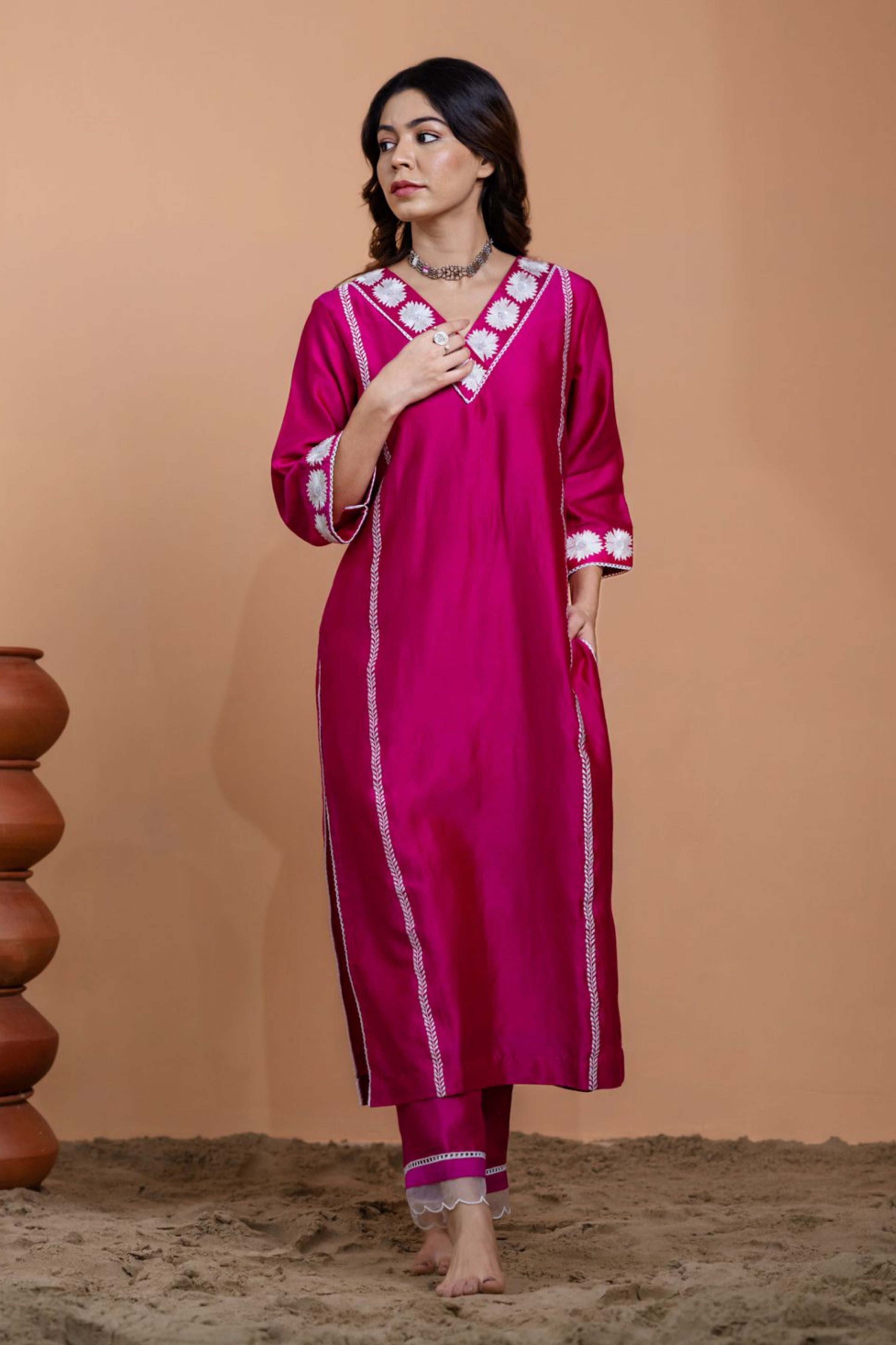 Pink Straight Kurta set