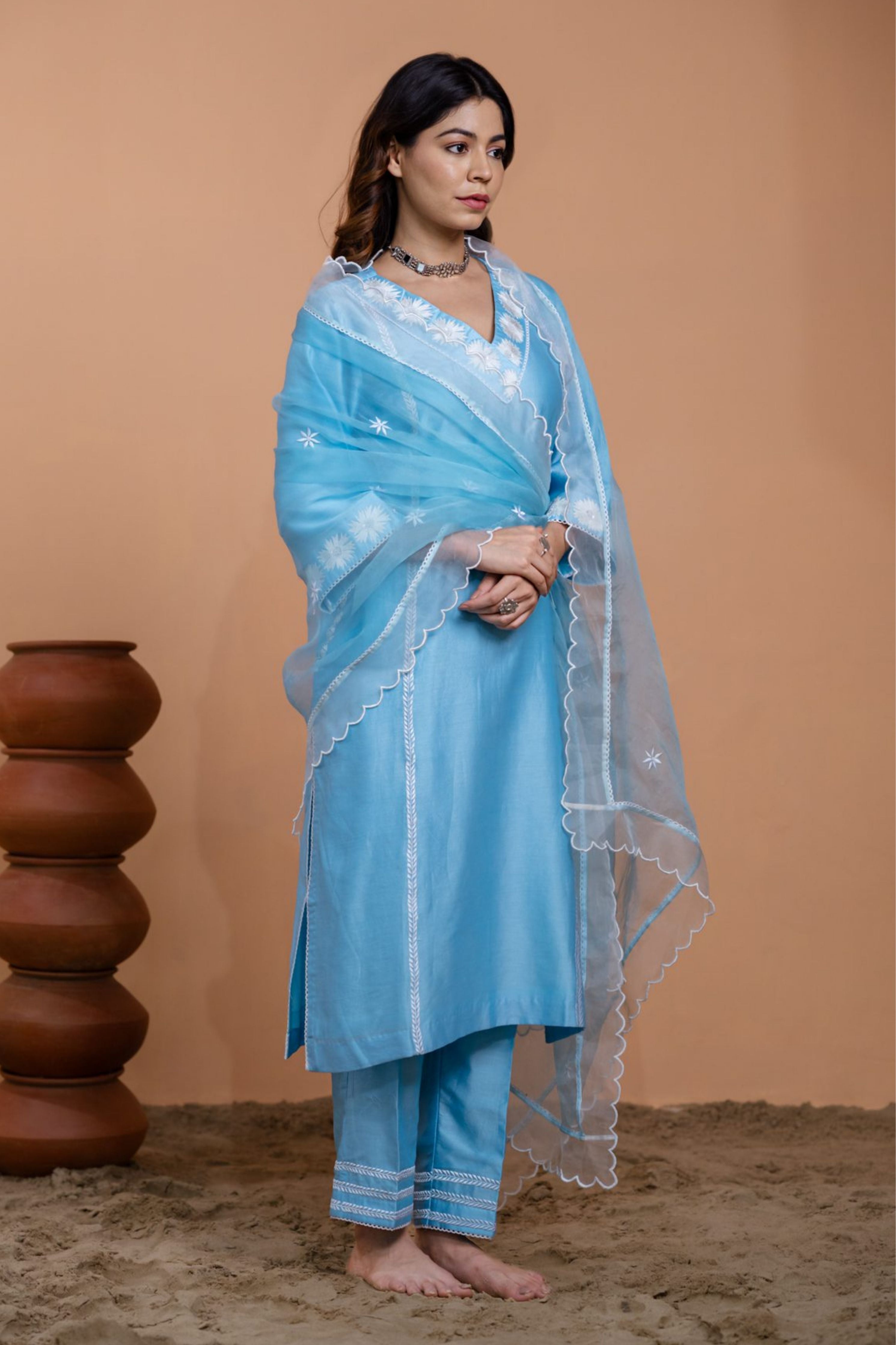 Blue Straight Kurta Set