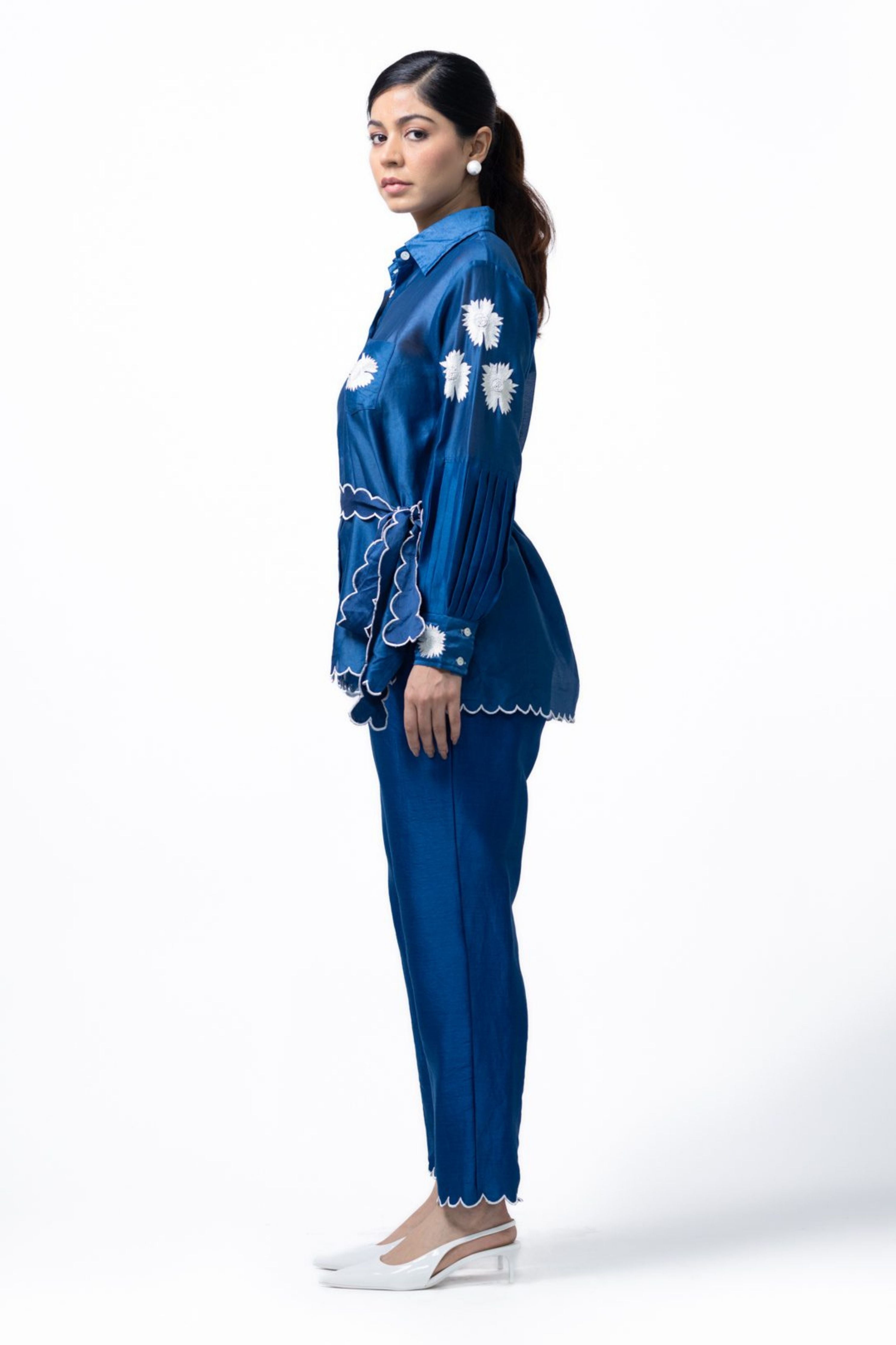 Blue Pleated Coord Set