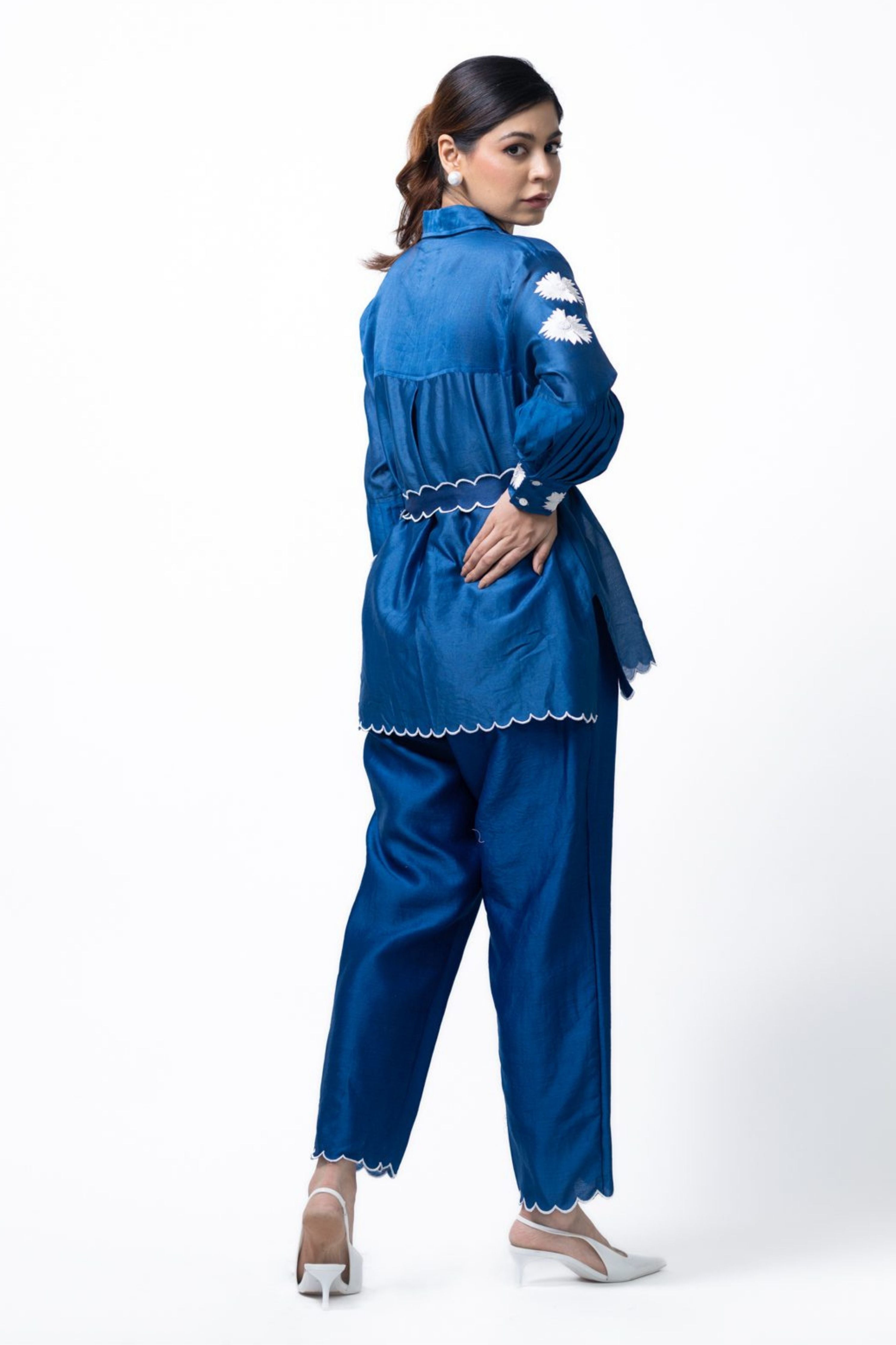 Blue Pleated Coord Set